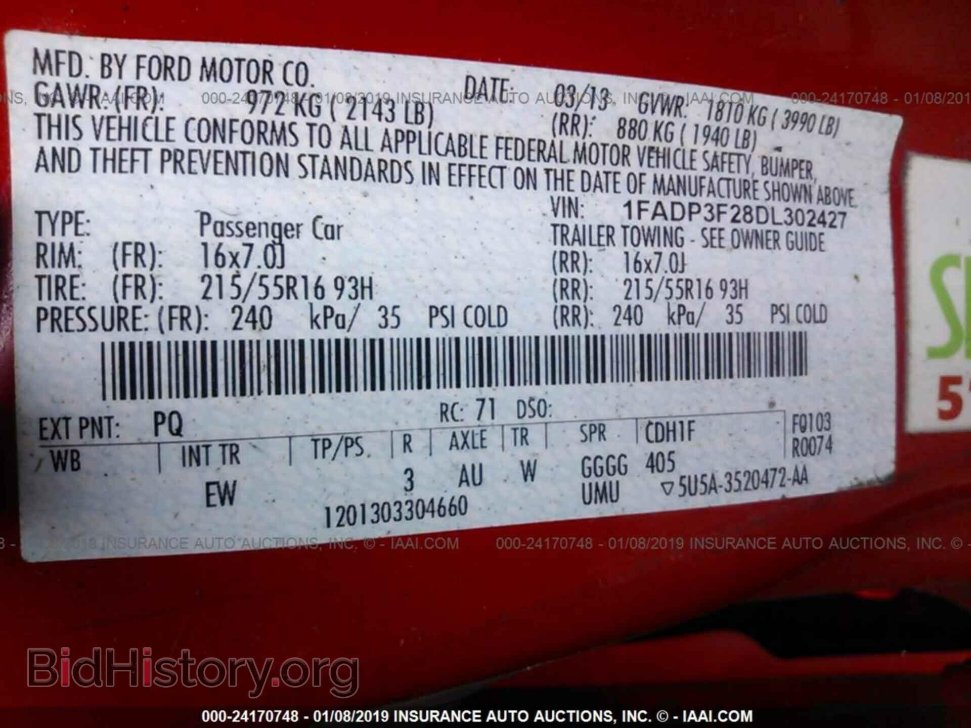 2013 FORD FOCUS - VIN: 1FADP3F28DL302427 - Фото 9
