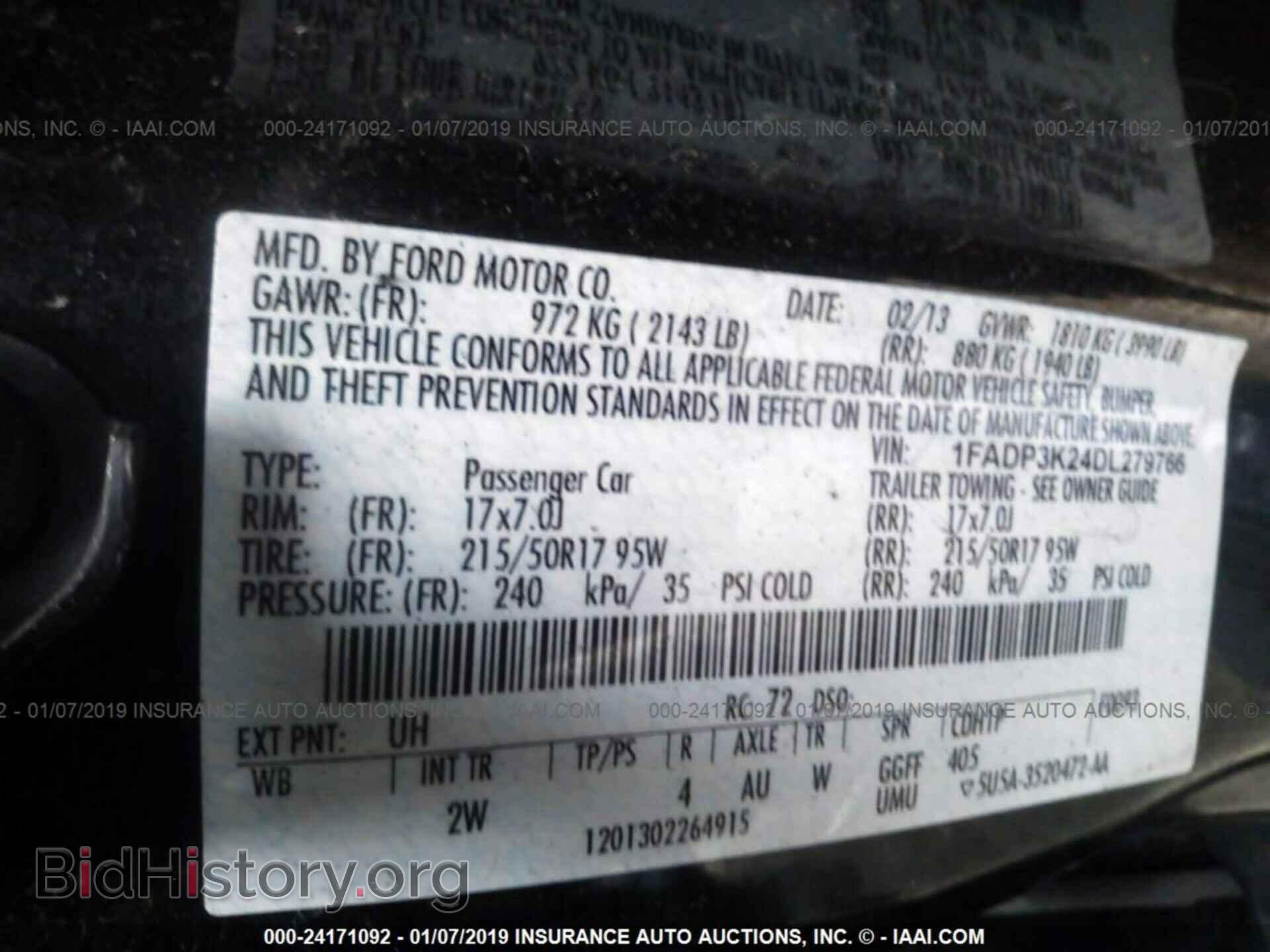2013 FORD FOCUS - VIN: 1FADP3K24DL279766 - Фото 9