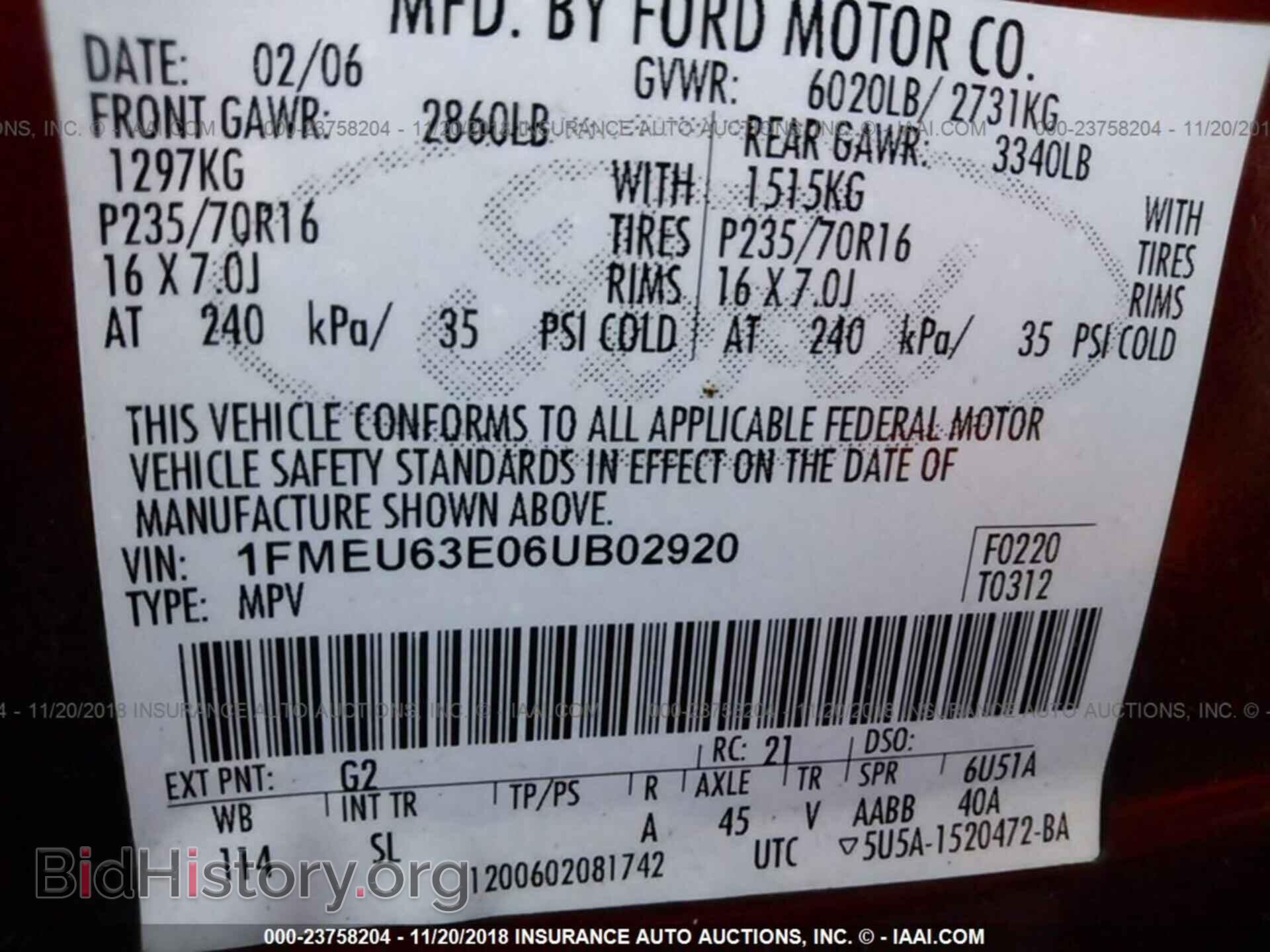 2006 FORD EXPLORER - VIN: 1FMEU63E06UB02920 - Фото 9