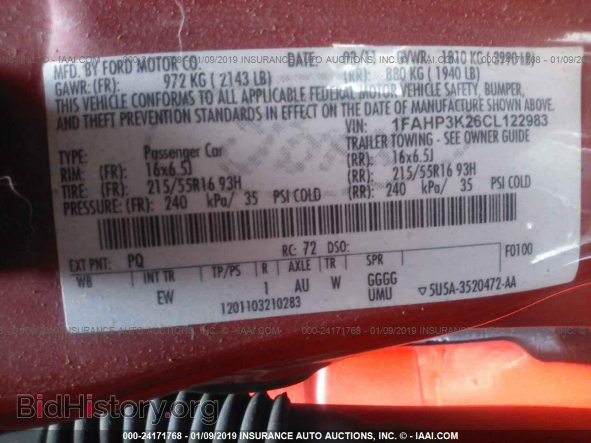 2012 FORD FOCUS - VIN: 1FAHP3K26CL122983 - Фото 9