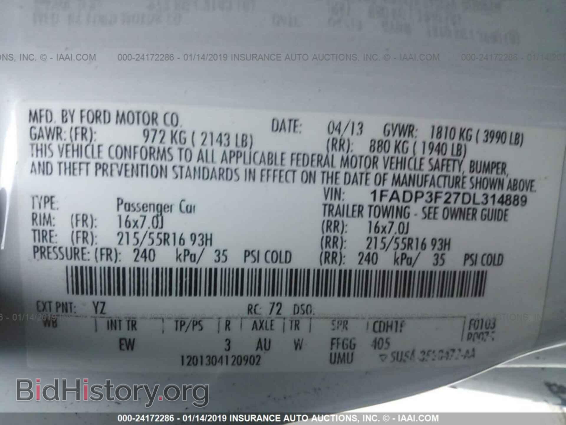 2013 FORD FOCUS - VIN: 1FADP3F27DL314889 - Фото 9