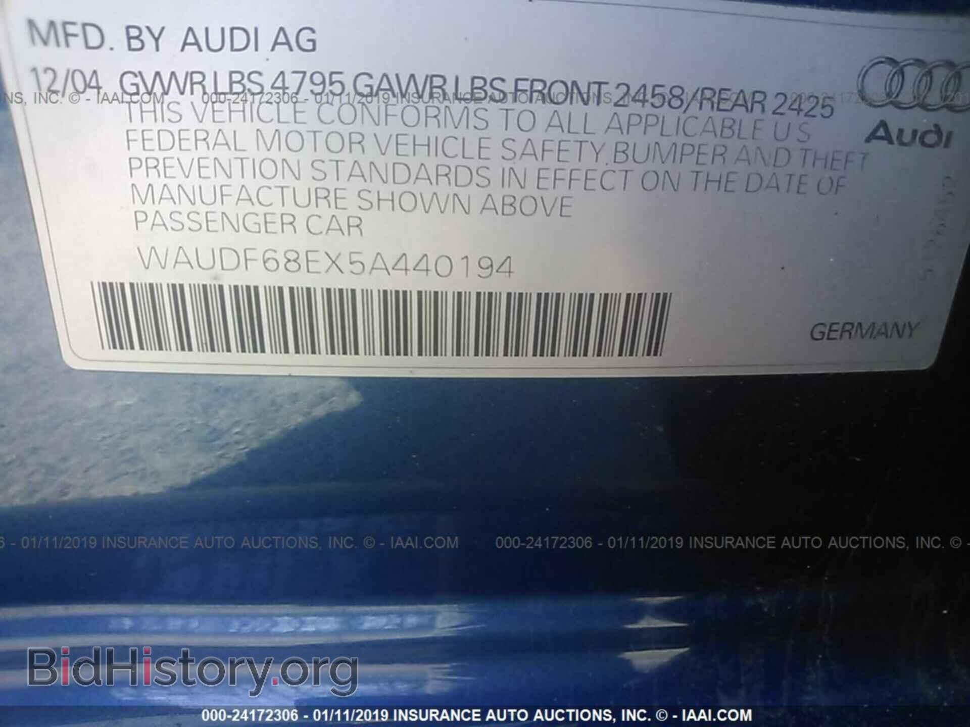 2005 AUDI A4 - VIN: WAUDF68EX5A440194 - Photo 9