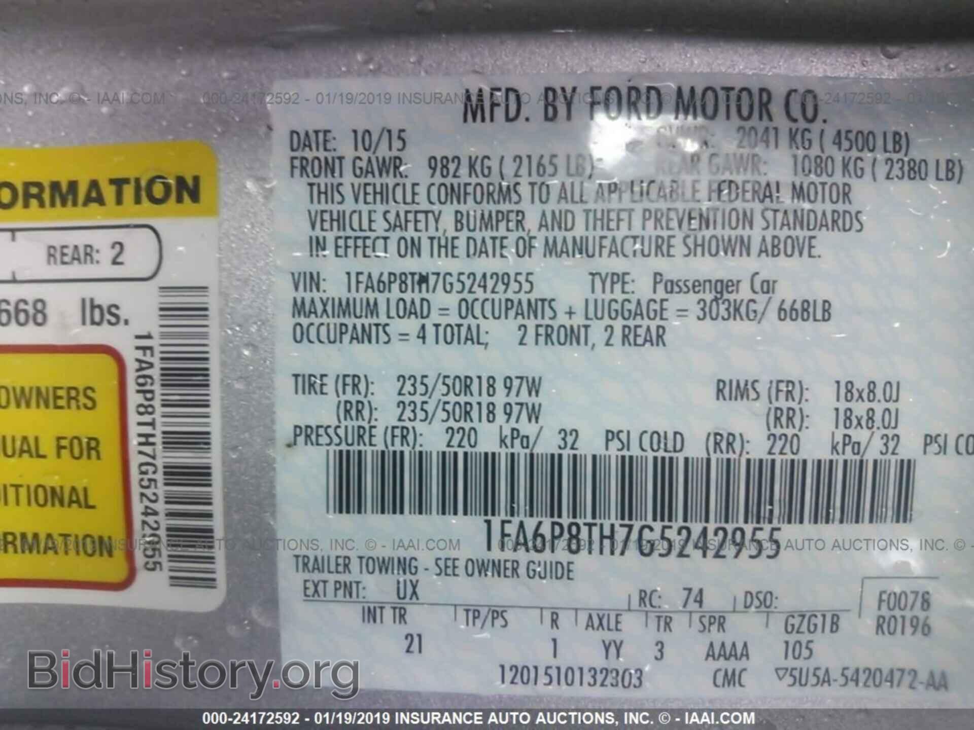 2016 FORD MUSTANG - VIN: 1FA6P8TH7G5242955 - Фото 9