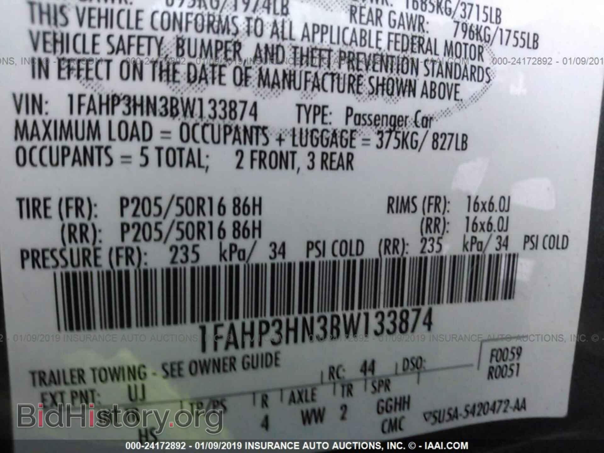 2011 FORD FOCUS - VIN: 1FAHP3HN3BW133874 - Фото 9