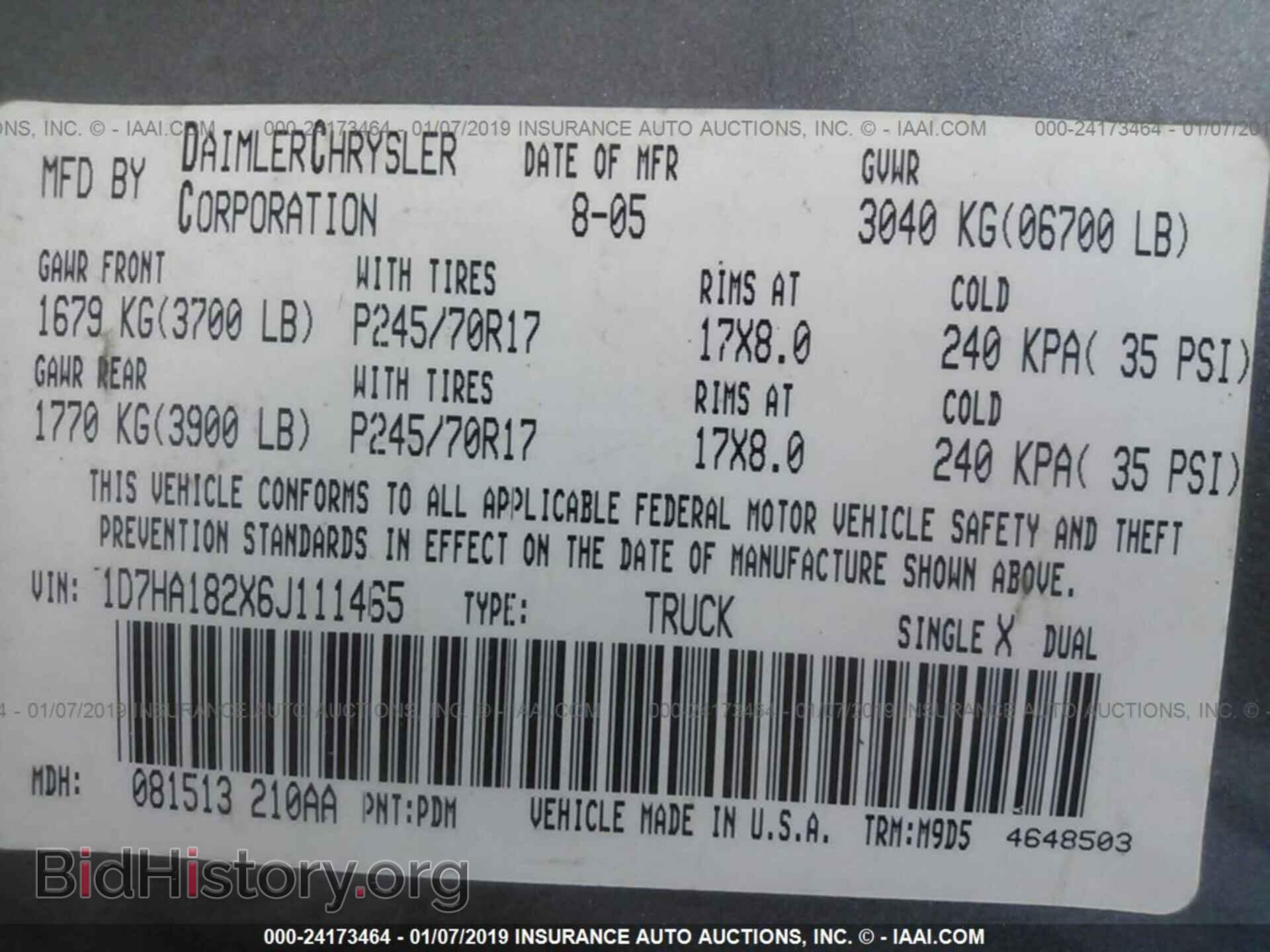 2006 DODGE RAM 1500 - VIN: 1D7HA182X6J111465 - Фото 9