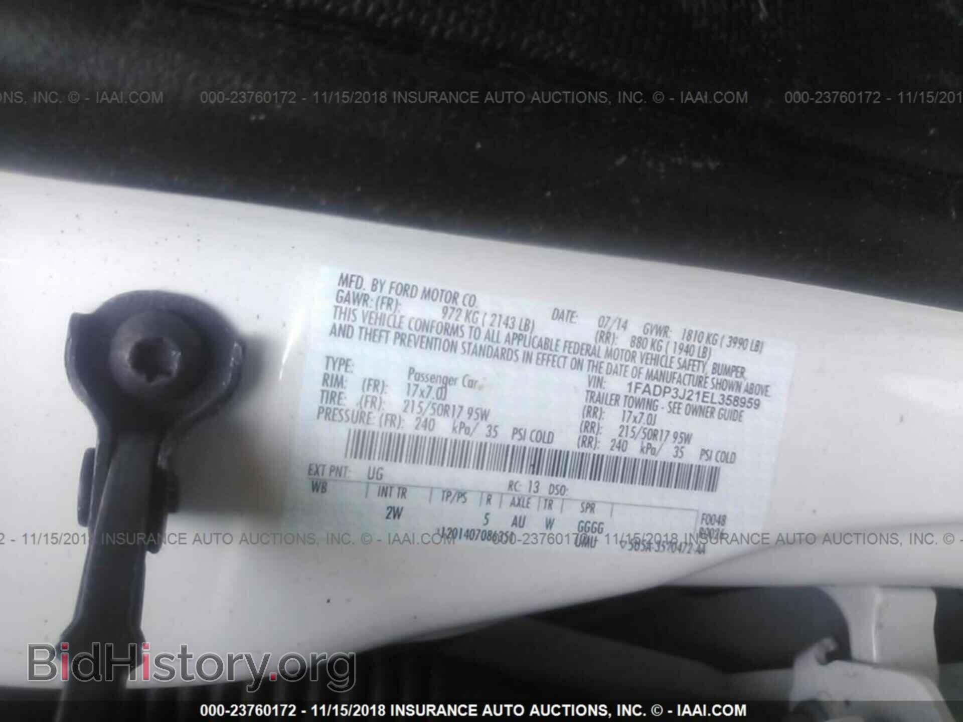 2014 FORD FOCUS - VIN: 1FADP3J21EL358959 - Фото 9