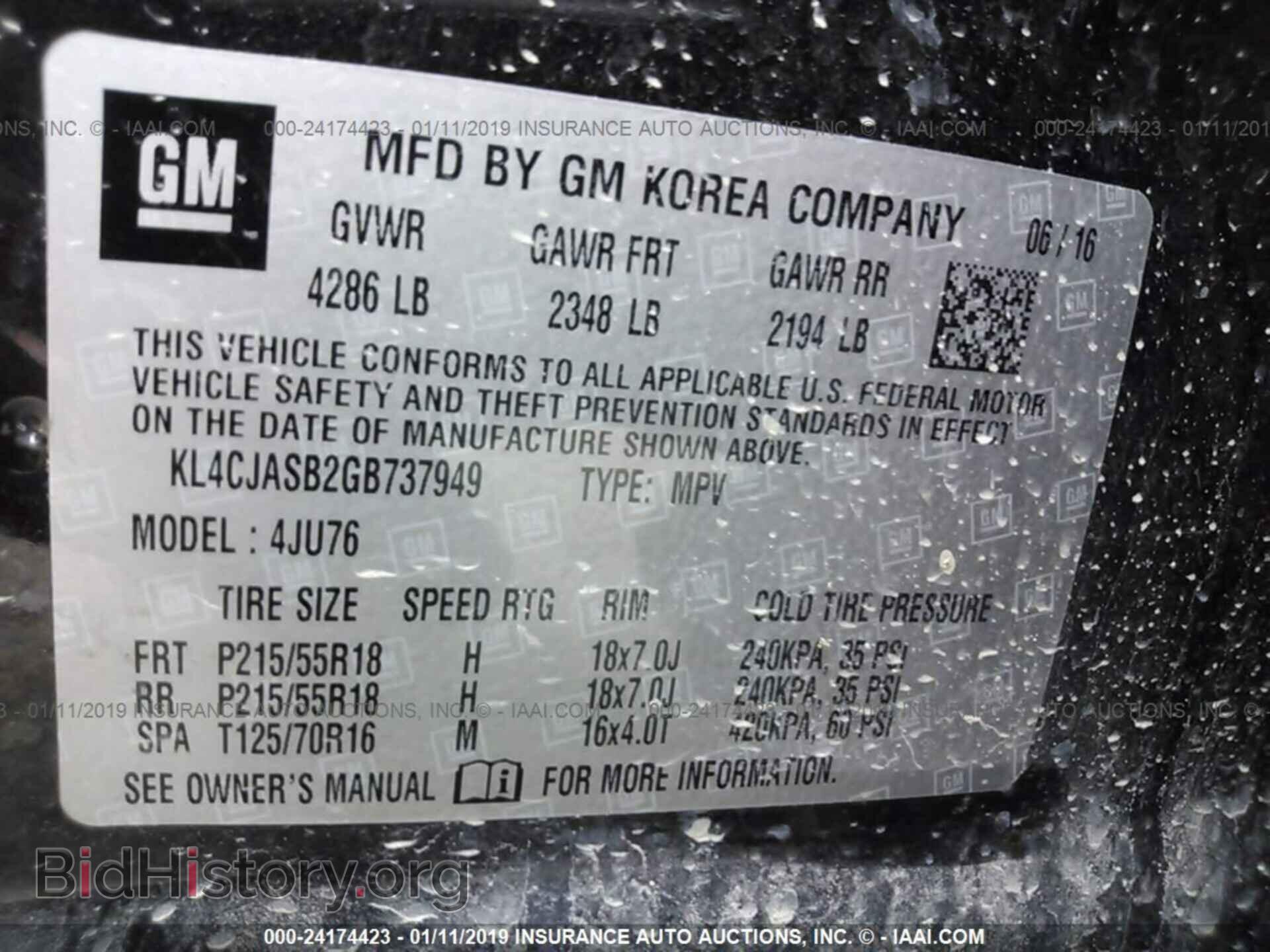 2016 BUICK ENCORE - VIN: KL4CJASB2GB737949 - Photo 9