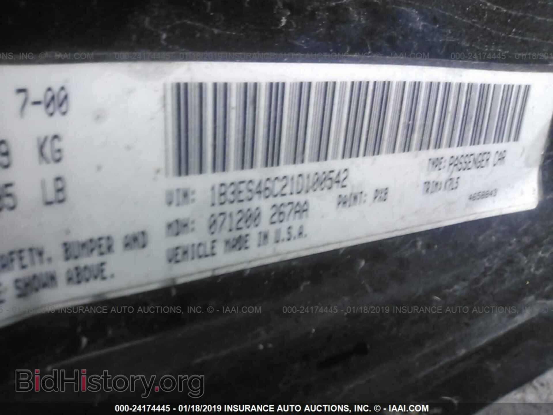 2001 DODGE NEON - VIN: 1B3ES46C21D100542 - Фото 9