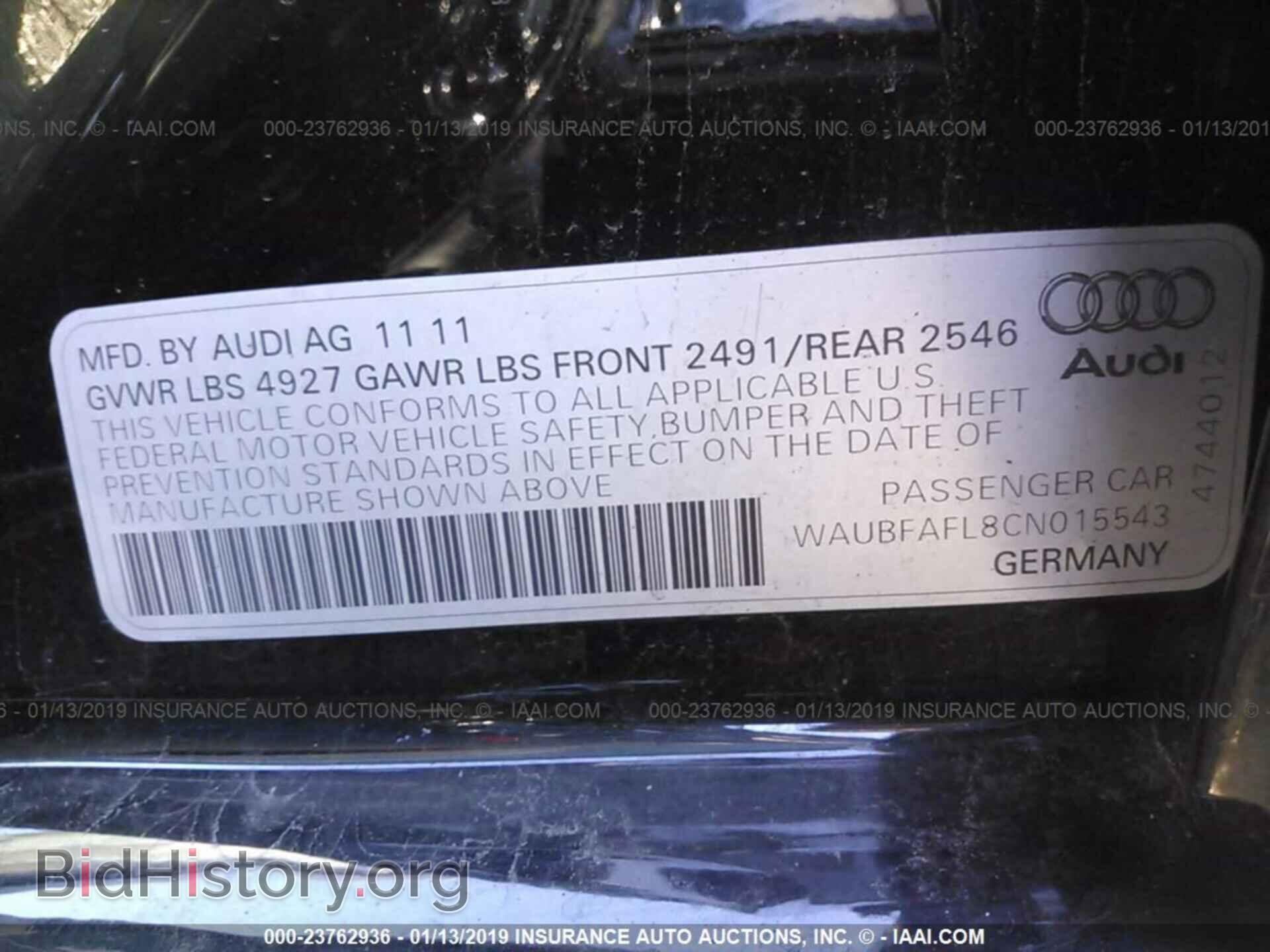 2012 AUDI A4 - VIN: WAUBFAFL8CN015543 - Photo 9