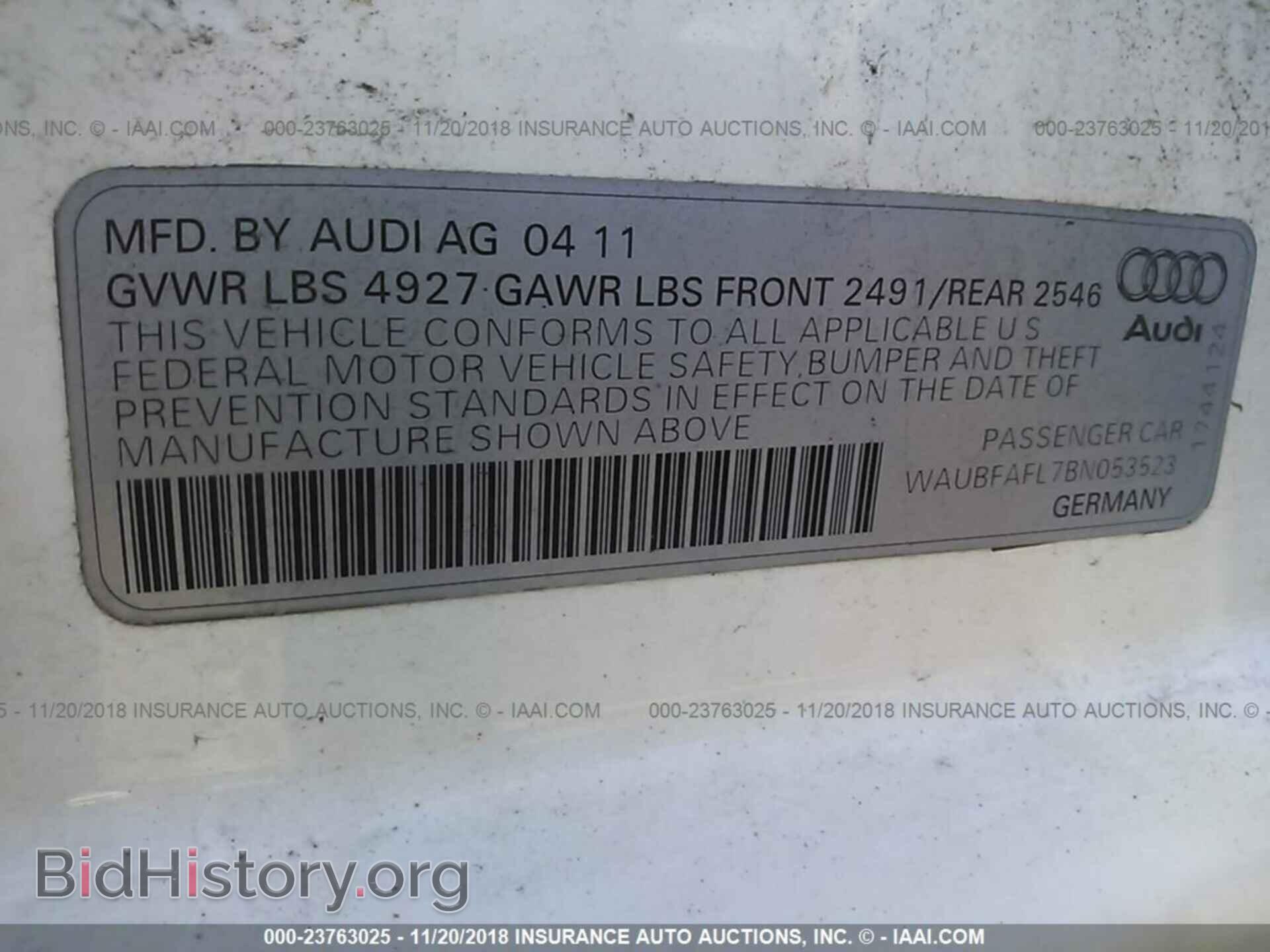 2011 AUDI A4 - VIN: WAUBFAFL7BN053523 - Фото 9