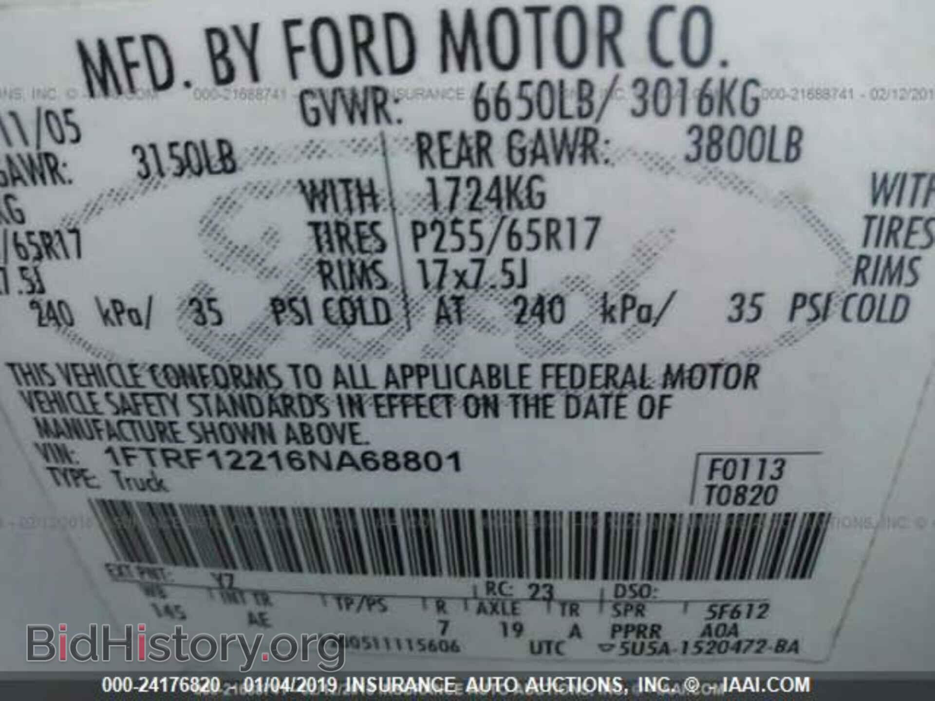 2006 FORD F150 - VIN: 1FTRF12216NA68801 - Фото 9
