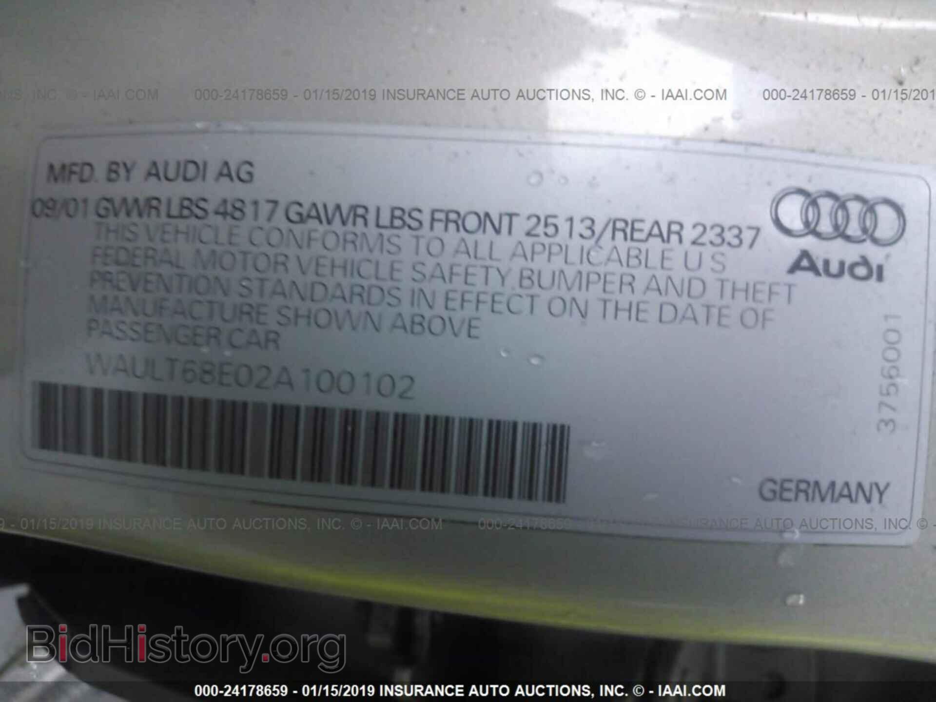 2002 AUDI A4 - VIN: WAULT68E02A100102 - Photo 9