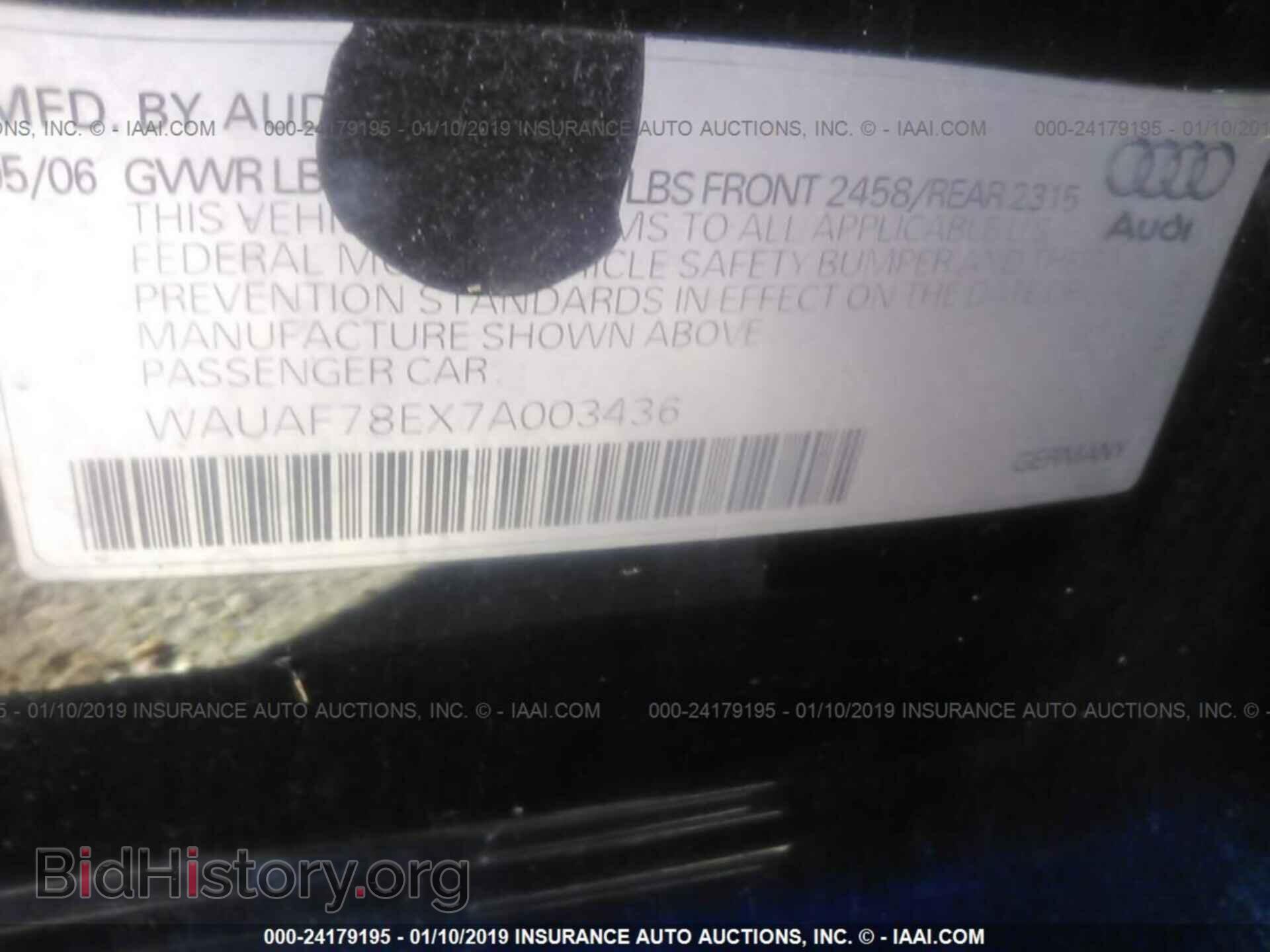 2007 AUDI A4 - VIN: WAUAF78EX7A003436 - Фото 9