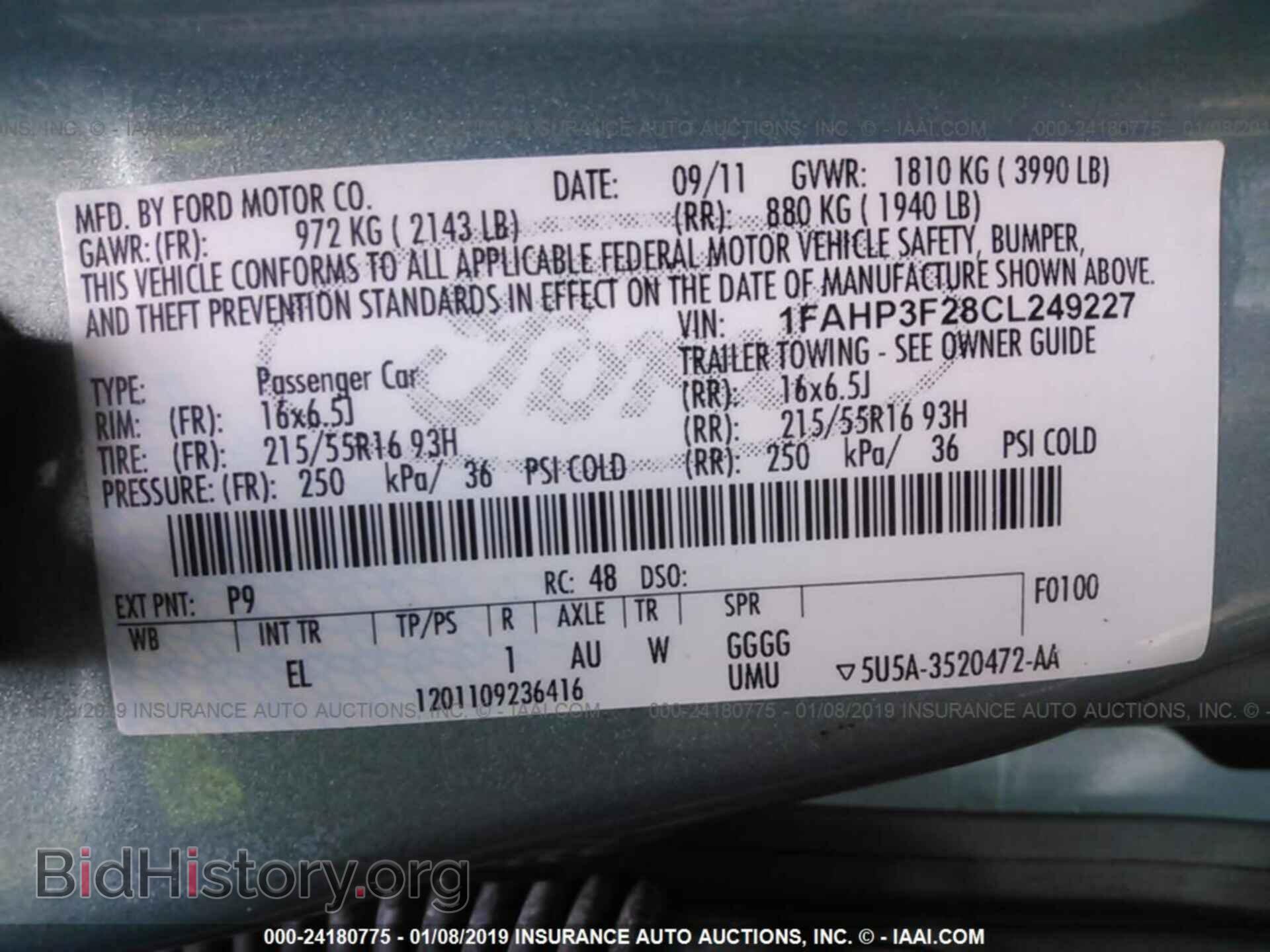 2012 FORD FOCUS - VIN: 1FAHP3F28CL249227 - Фото 9
