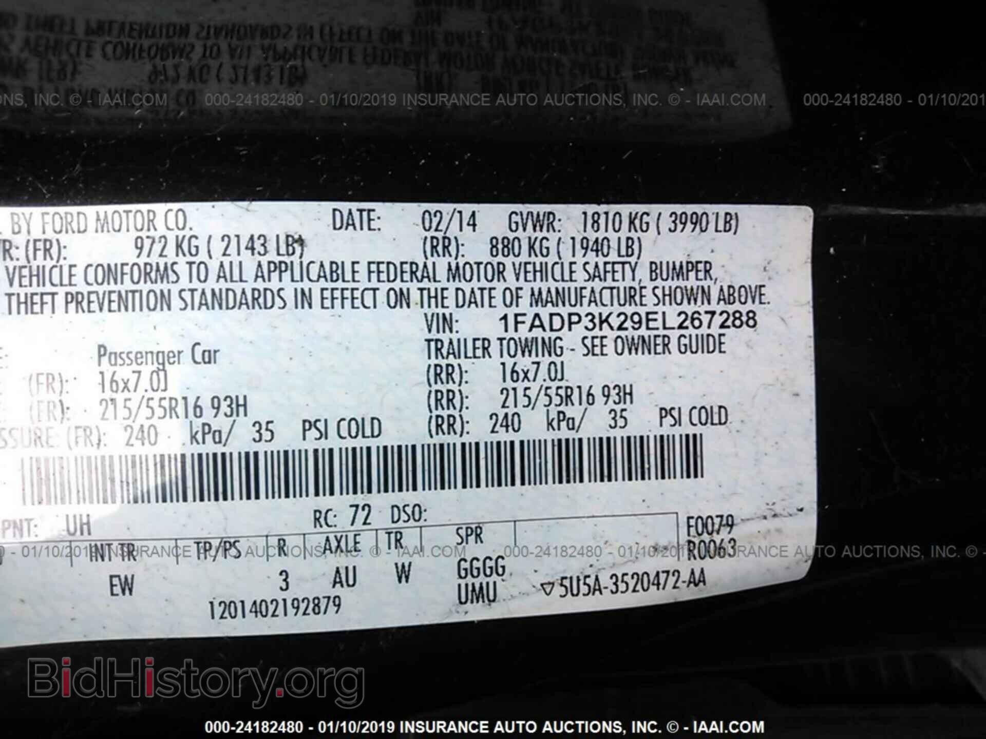 2014 FORD FOCUS - VIN: 1FADP3K29EL267288 - Фото 9