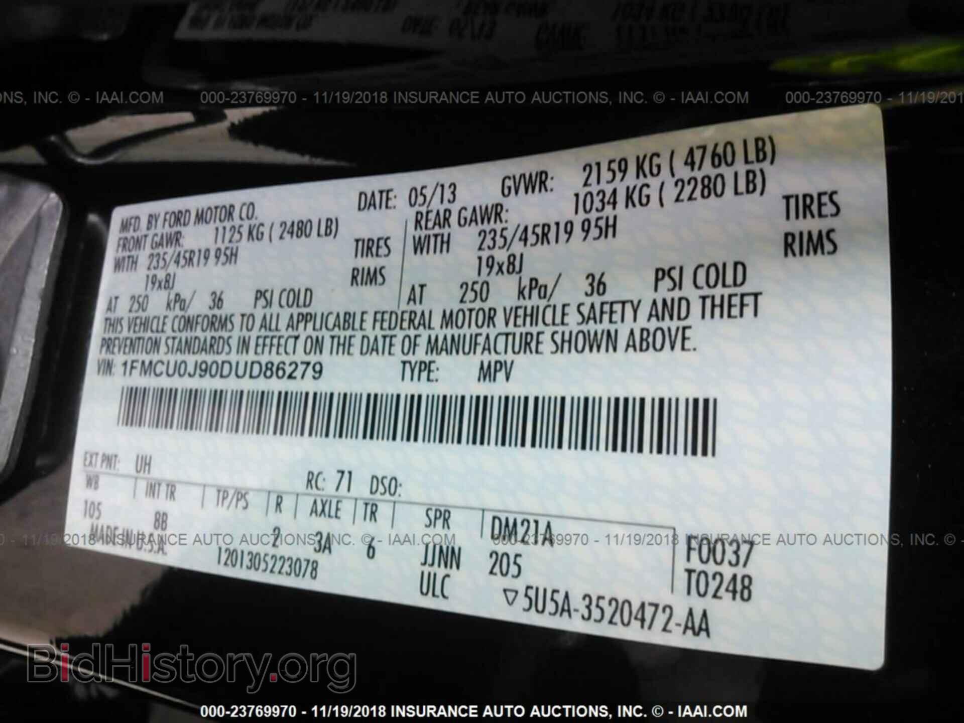 2013 FORD ESCAPE - VIN: 1FMCU0J90DUD86279 - Photo 9