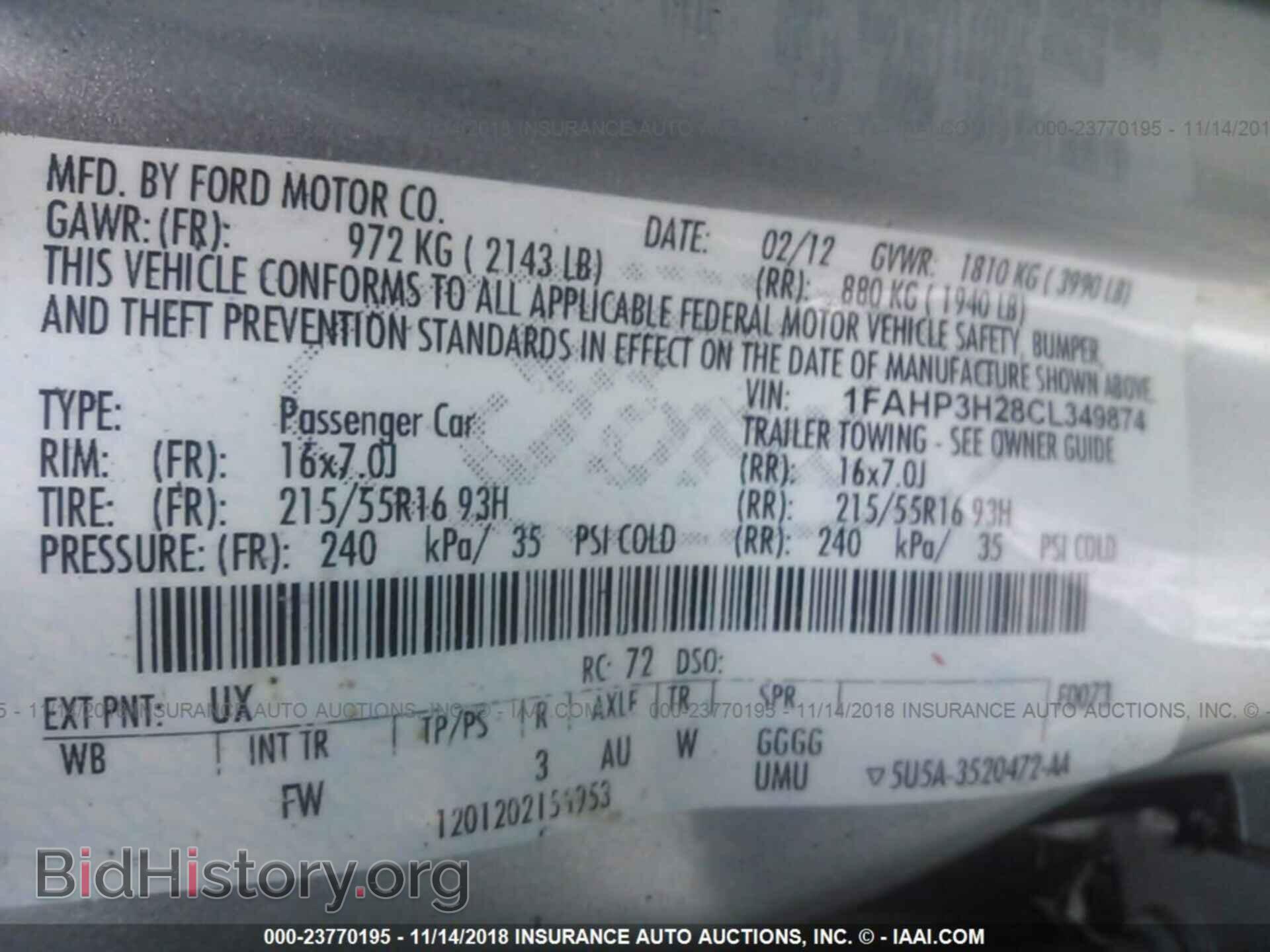 2012 FORD FOCUS - VIN: 1FAHP3H28CL349874 - Фото 9