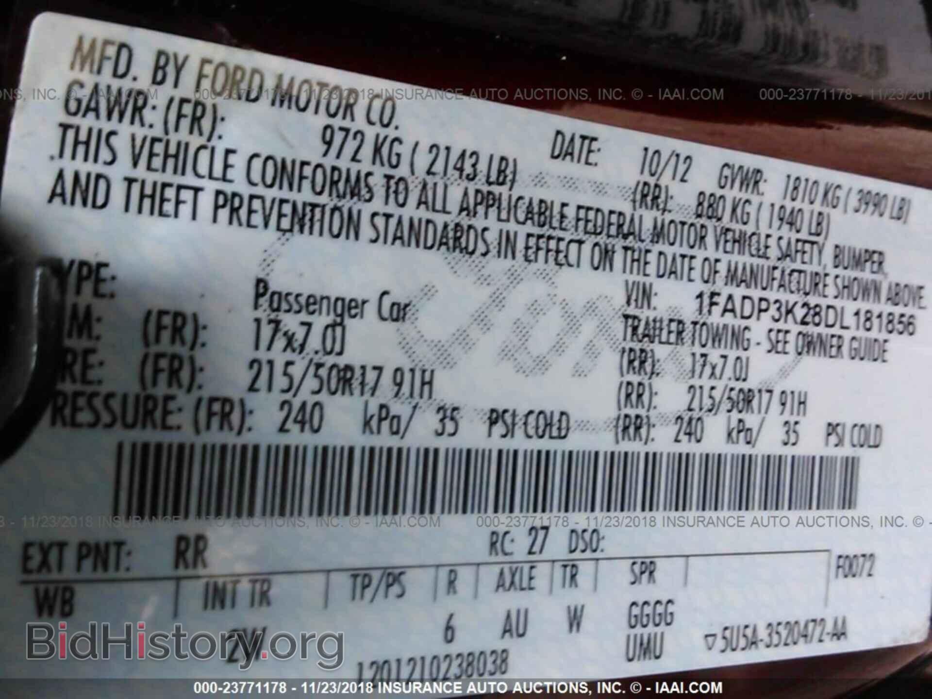 2013 FORD FOCUS - VIN: 1FADP3K28DL181856 - Фото 9