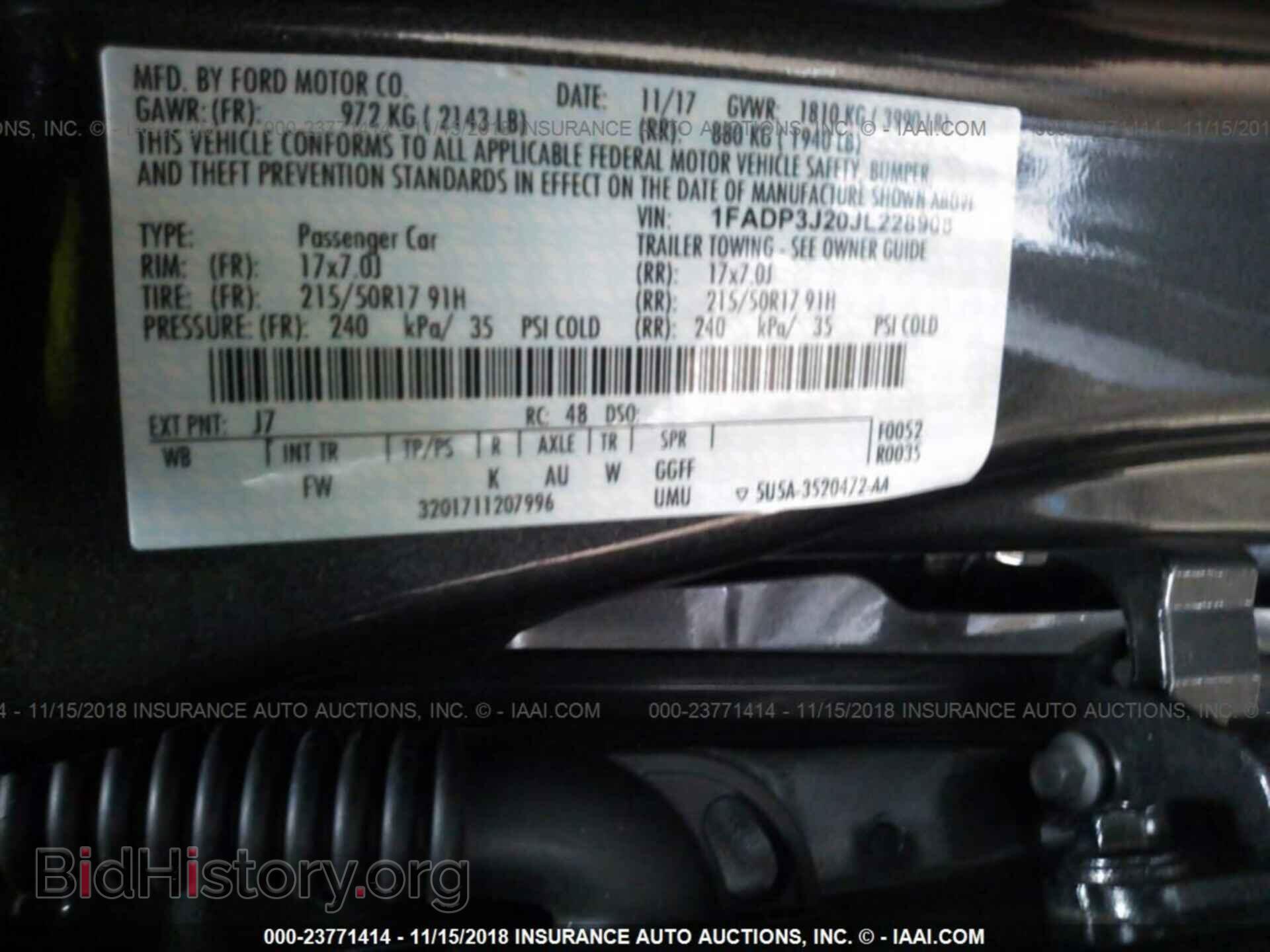 2018 FORD FOCUS - VIN: 1FADP3J20JL228908 - Фото 9