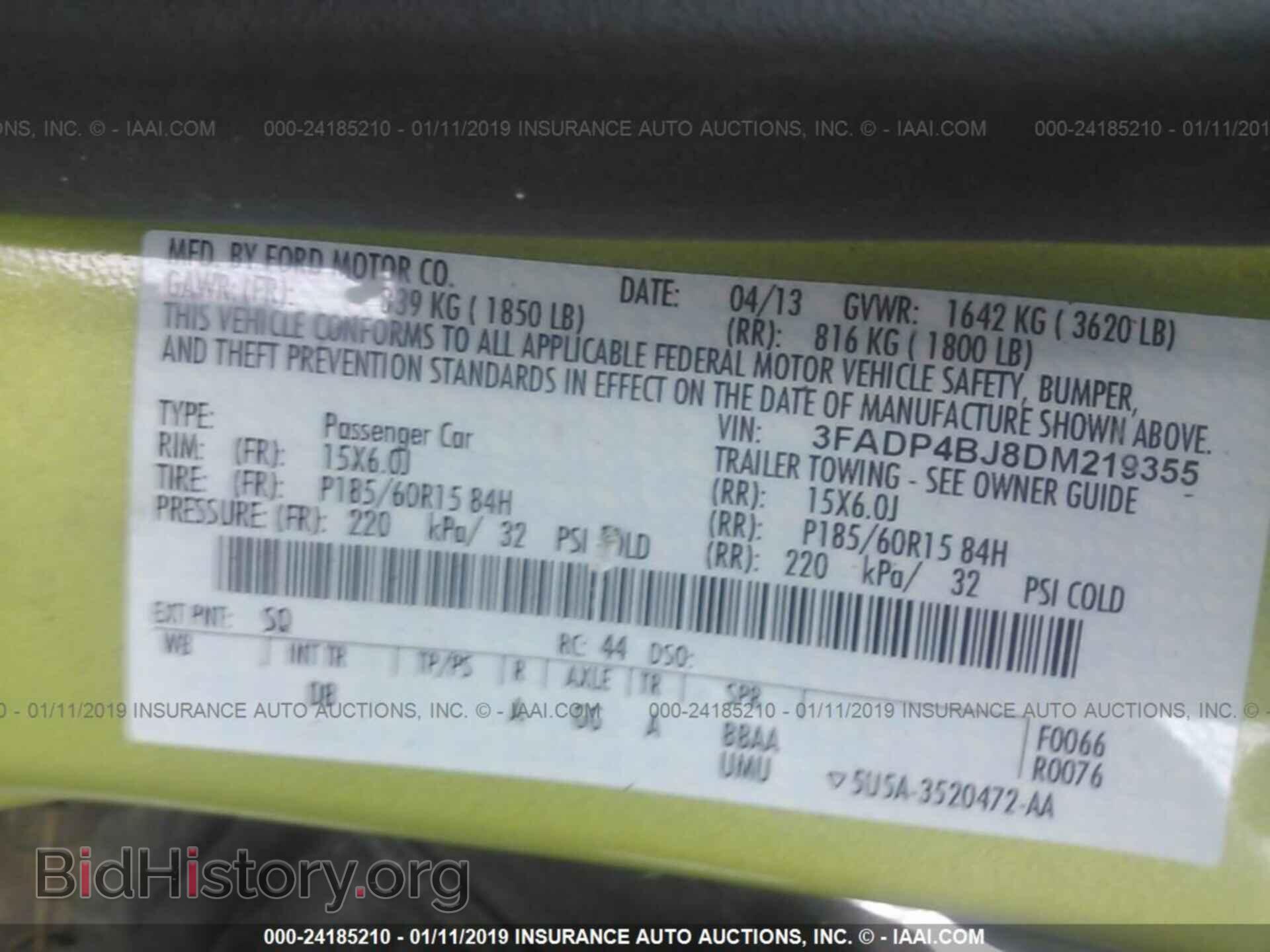 2013 FORD FIESTA - VIN: 3FADP4BJ8DM219355 - Фото 9
