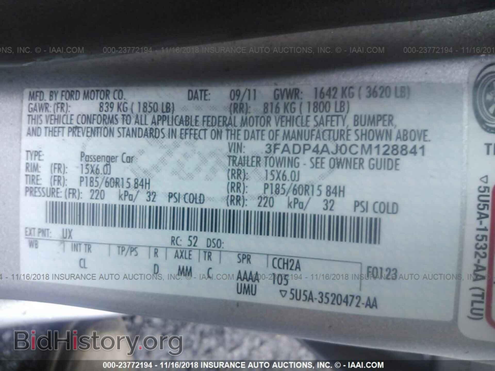 2012 FORD FIESTA - VIN: 3FADP4AJ0CM128841 - Фото 9