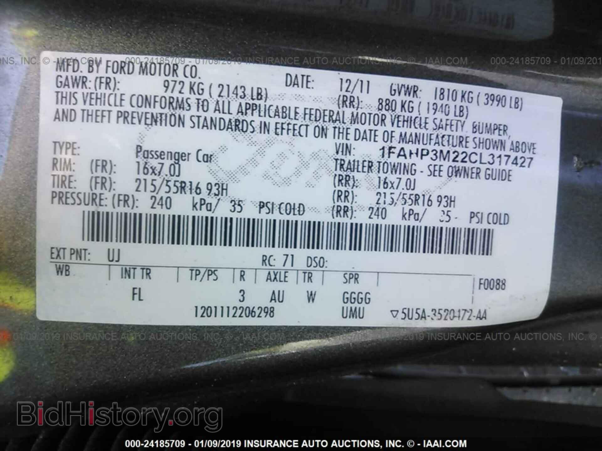 2012 FORD FOCUS - VIN: 1FAHP3M22CL317427 - Фото 9