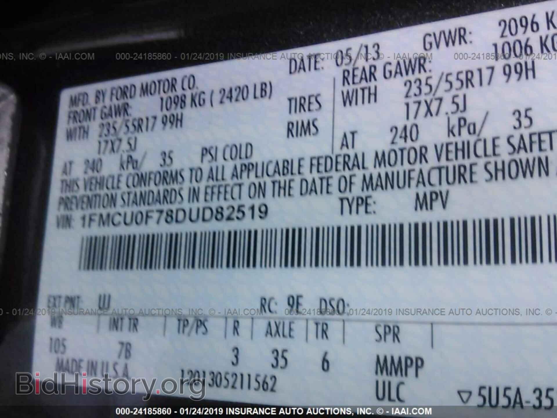 2013 FORD ESCAPE - VIN: 1FMCU0F78DUD82519 - Photo 9