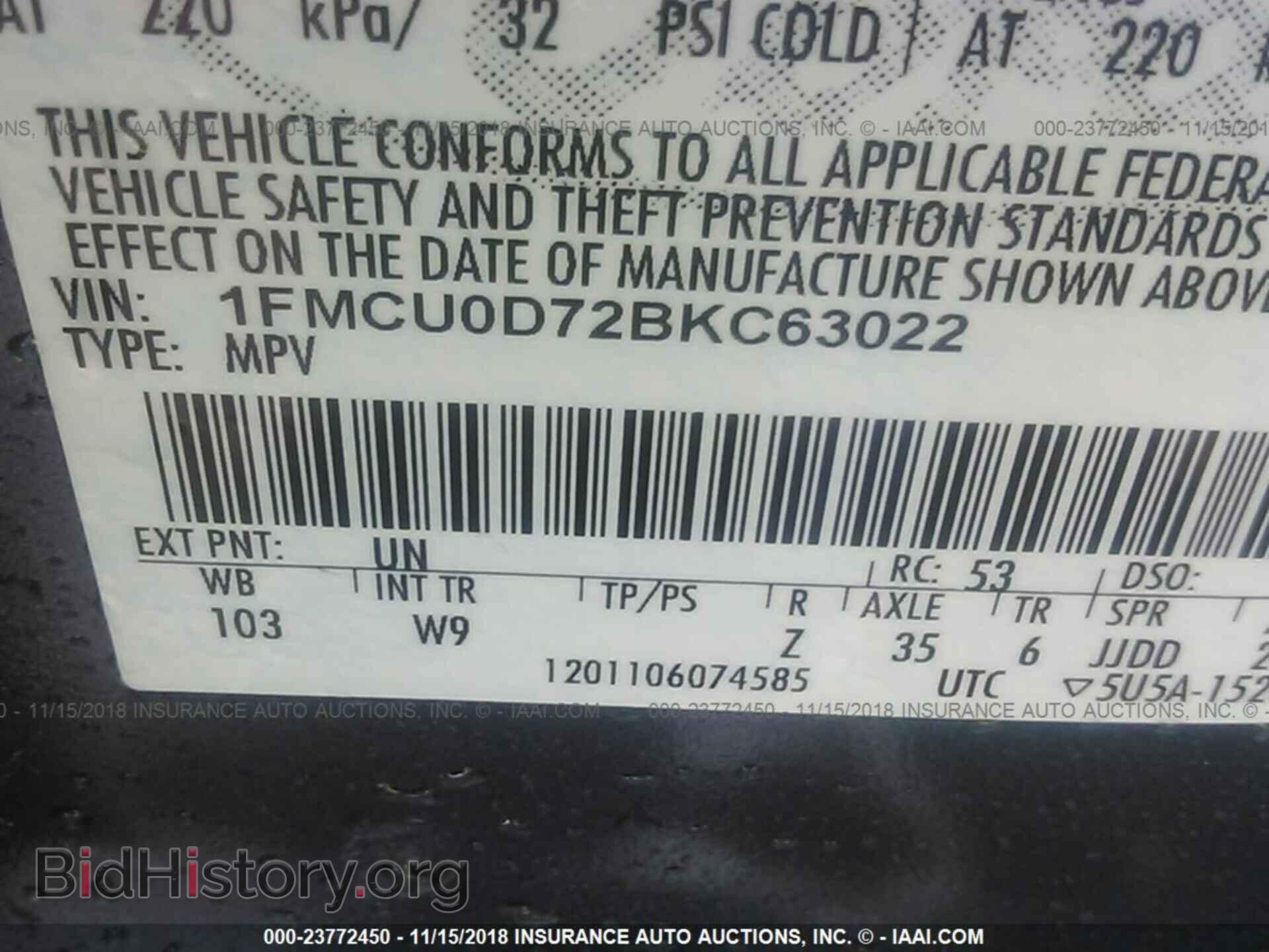 2011 FORD ESCAPE - VIN: 1FMCU0D72BKC63022 - Photo 9