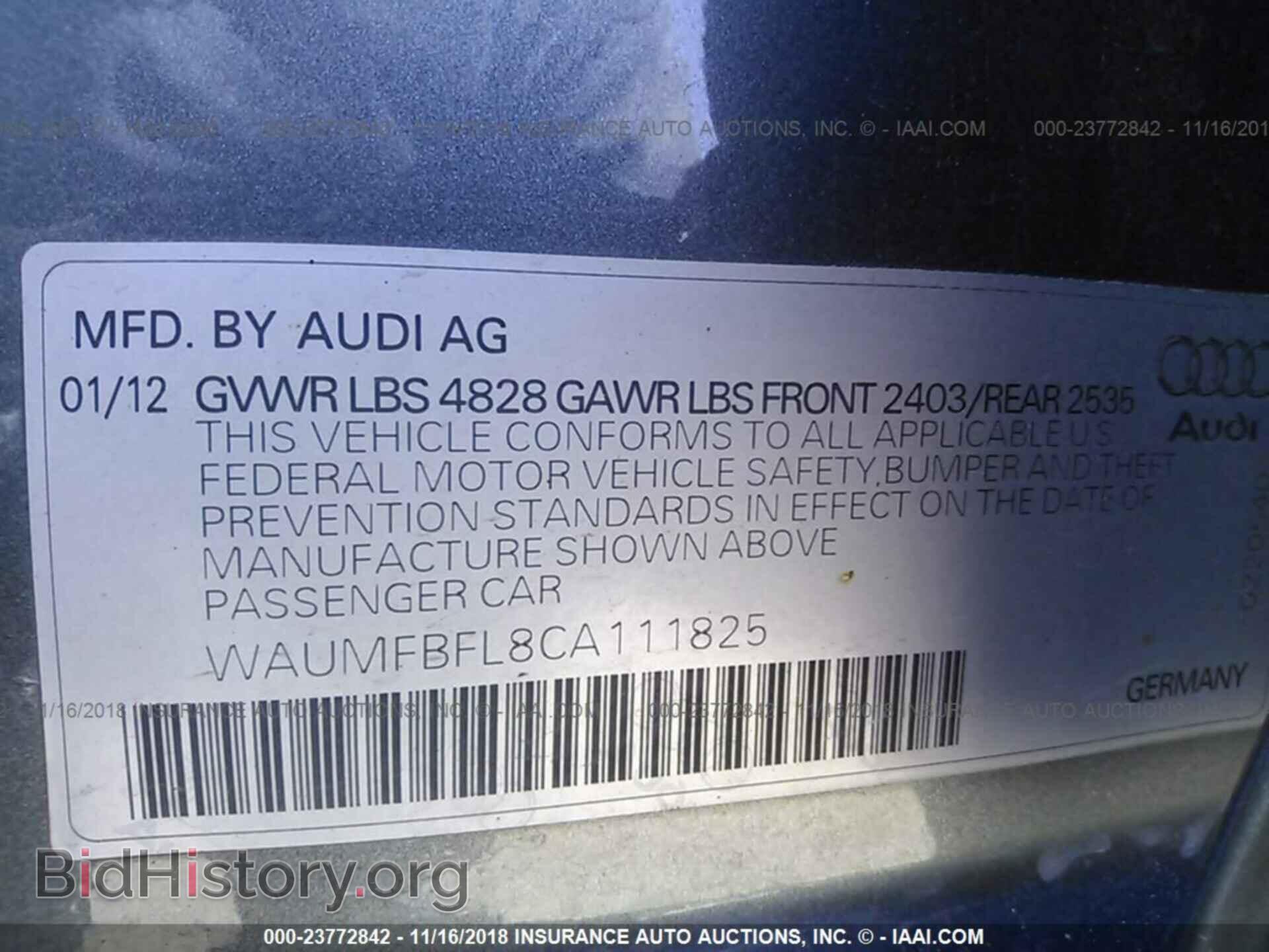 2012 AUDI A4 - VIN: WAUMFBFL8CA111825 - Фото 9