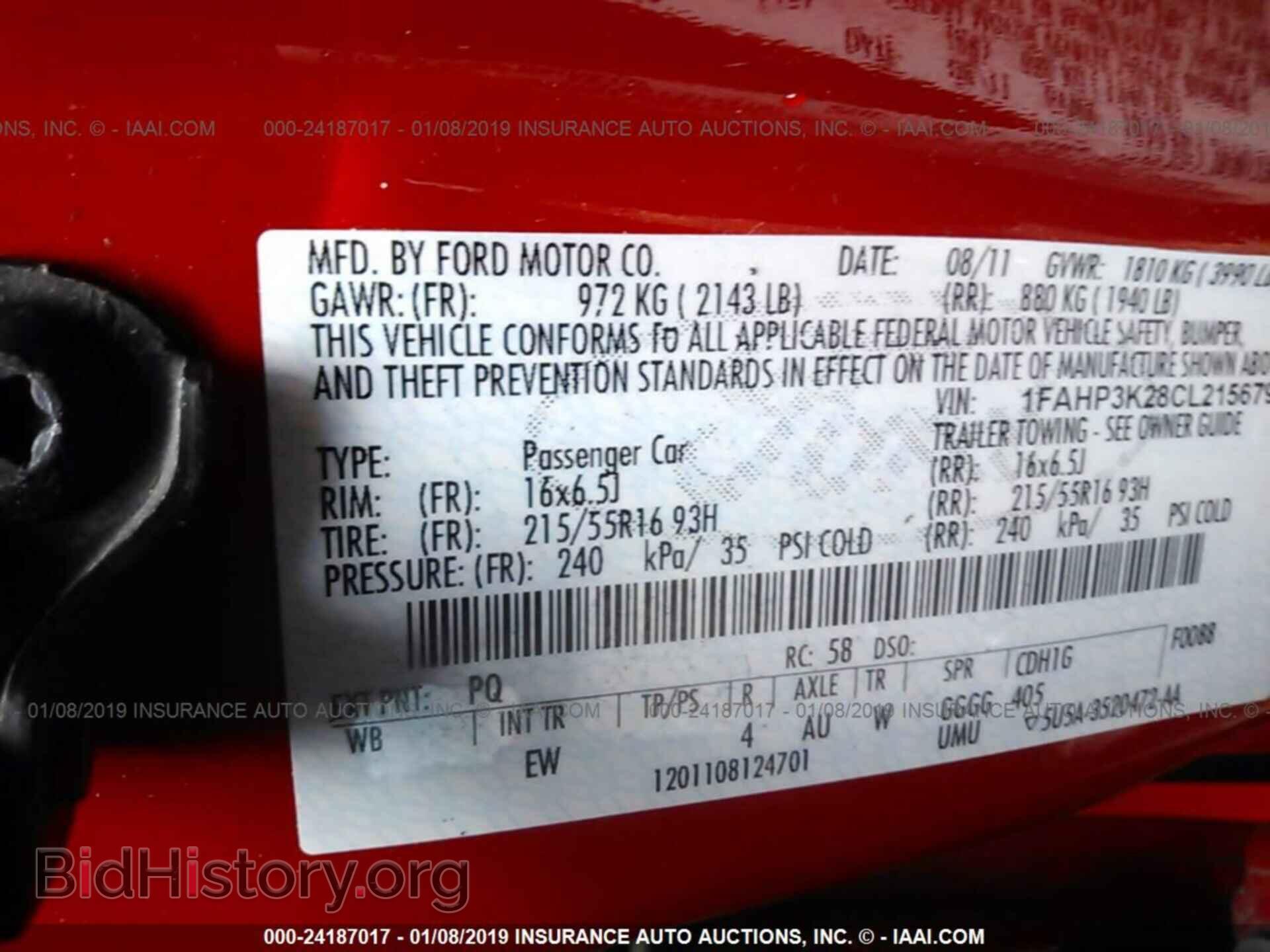2012 FORD FOCUS - VIN: 1FAHP3K28CL215679 - Фото 9