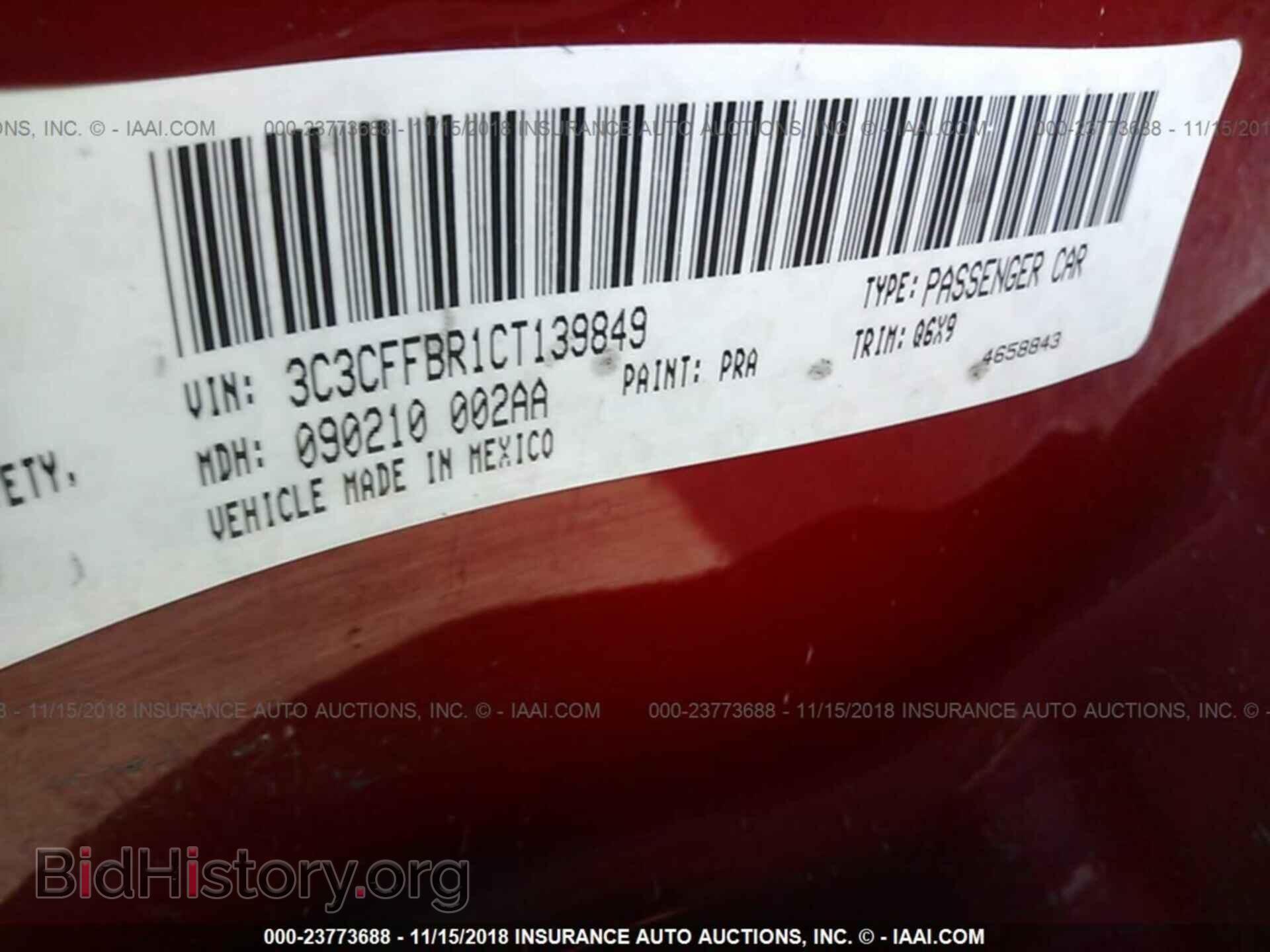 2012 FIAT 500 - VIN: 3C3CFFBR1CT139849 - Фото 9
