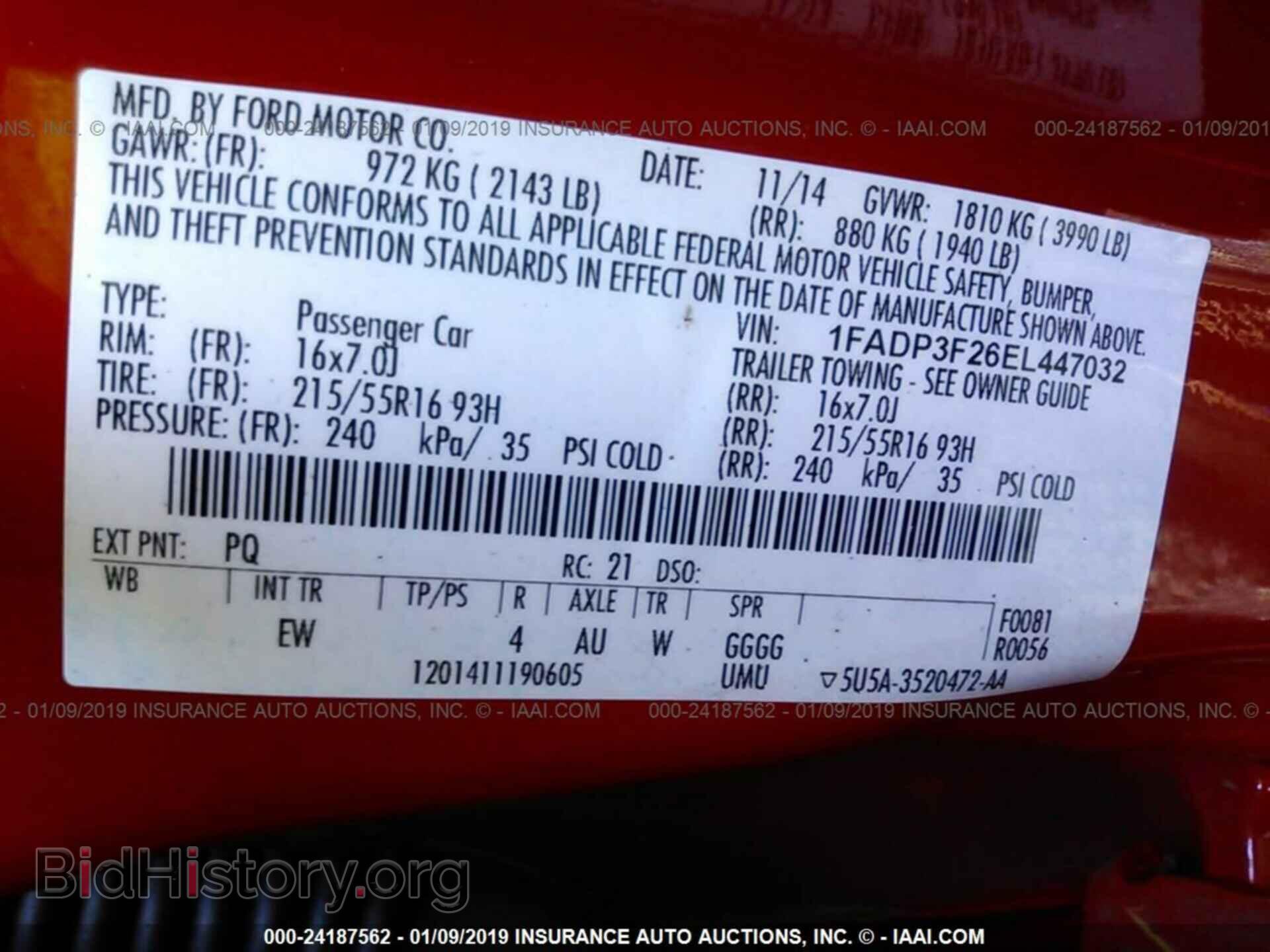 2014 FORD FOCUS - VIN: 1FADP3F26EL447032 - Фото 9