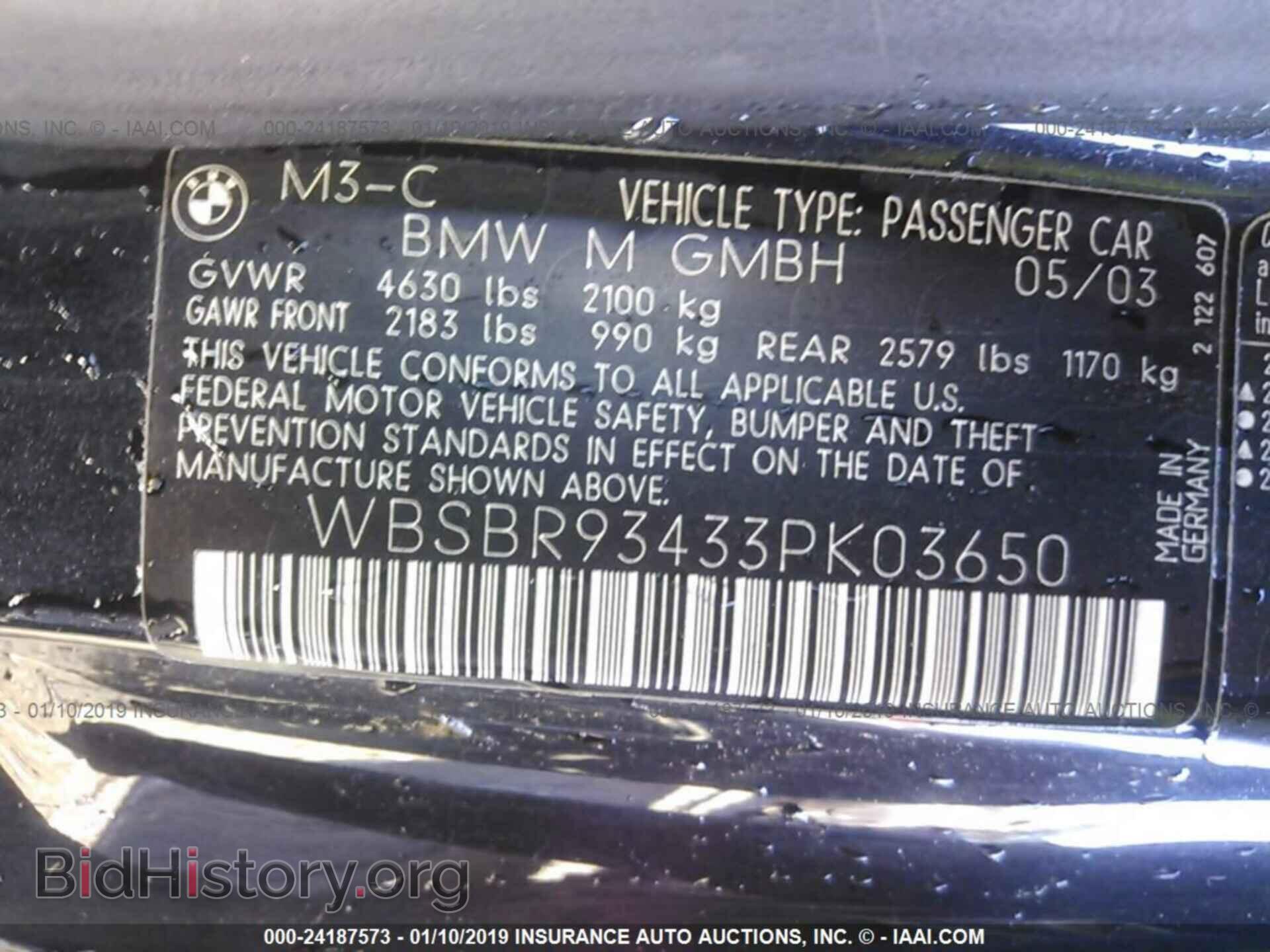 2003 BMW M3 - VIN: WBSBR93433PK03650 - Photo 9