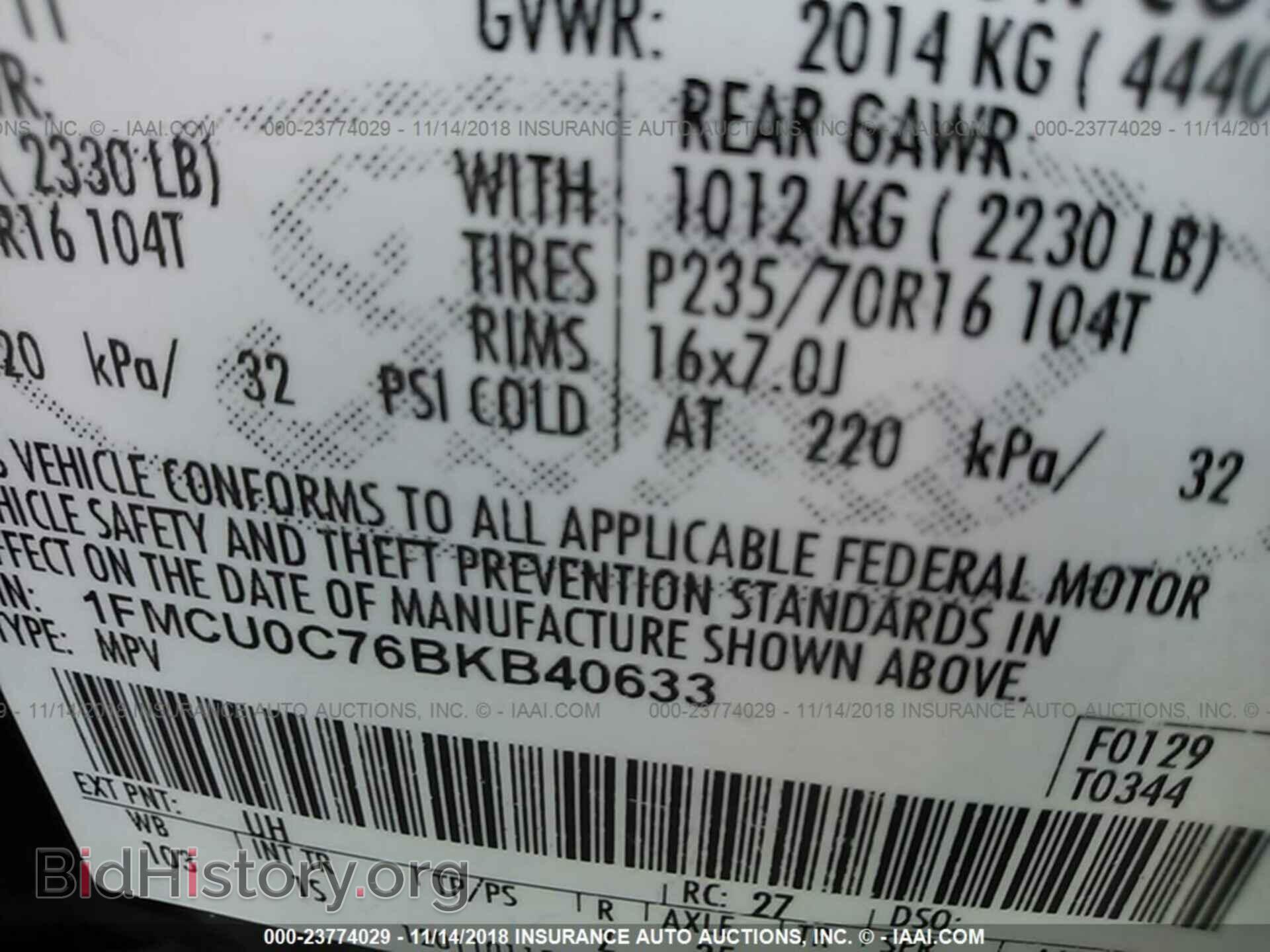 2011 FORD ESCAPE - VIN: 1FMCU0C76BKB40633 - Фото 9