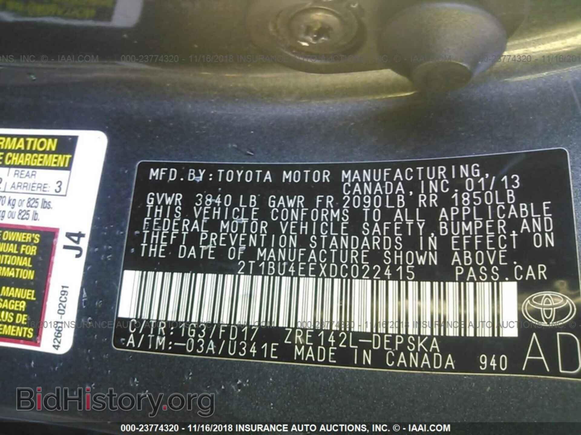 2013 TOYOTA COROLLA - VIN: 2T1BU4EEXDC022415 - Фото 9