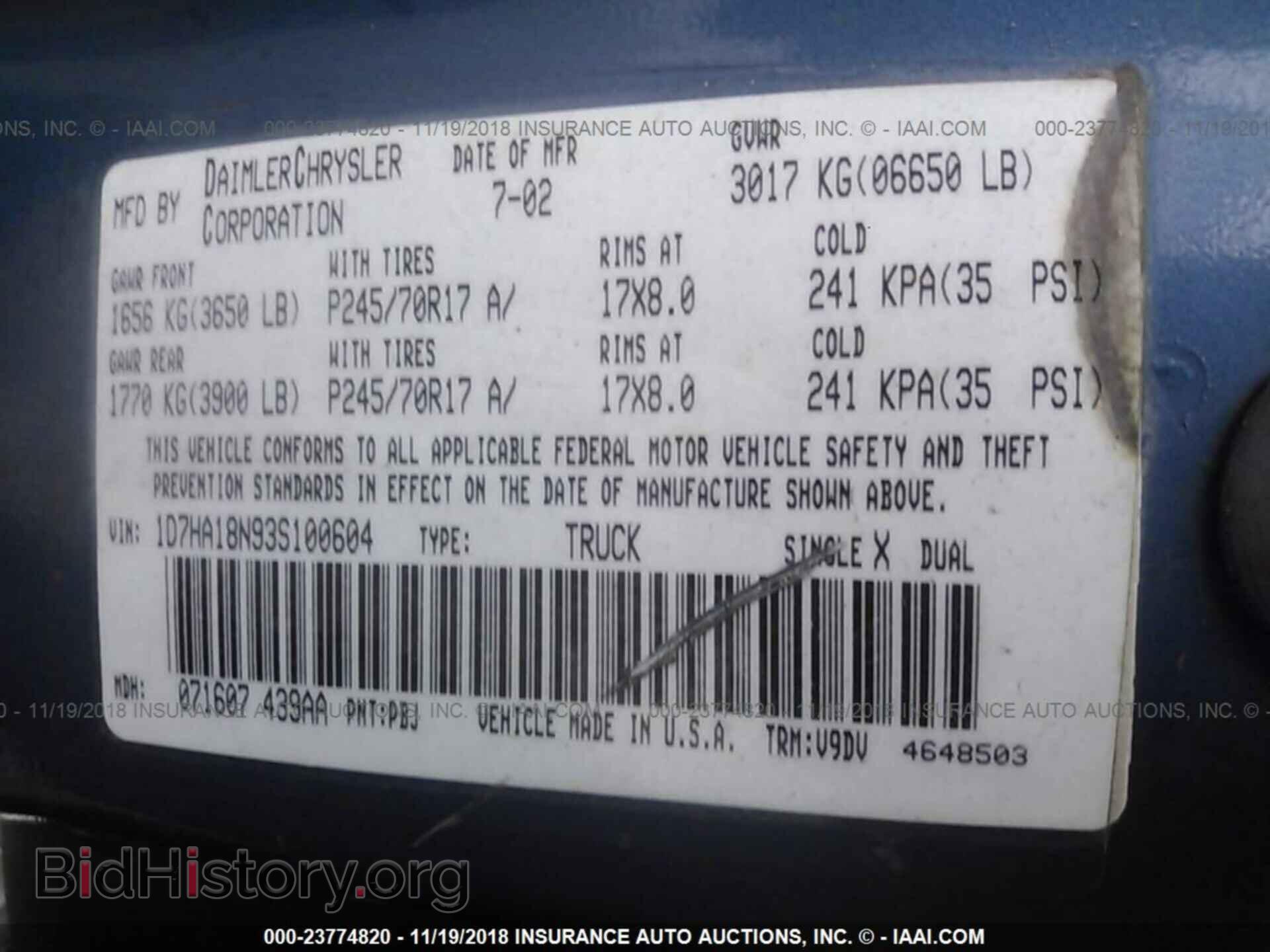 2003 DODGE RAM 1500 - VIN: 1D7HA18N93S100604 - Photo 9