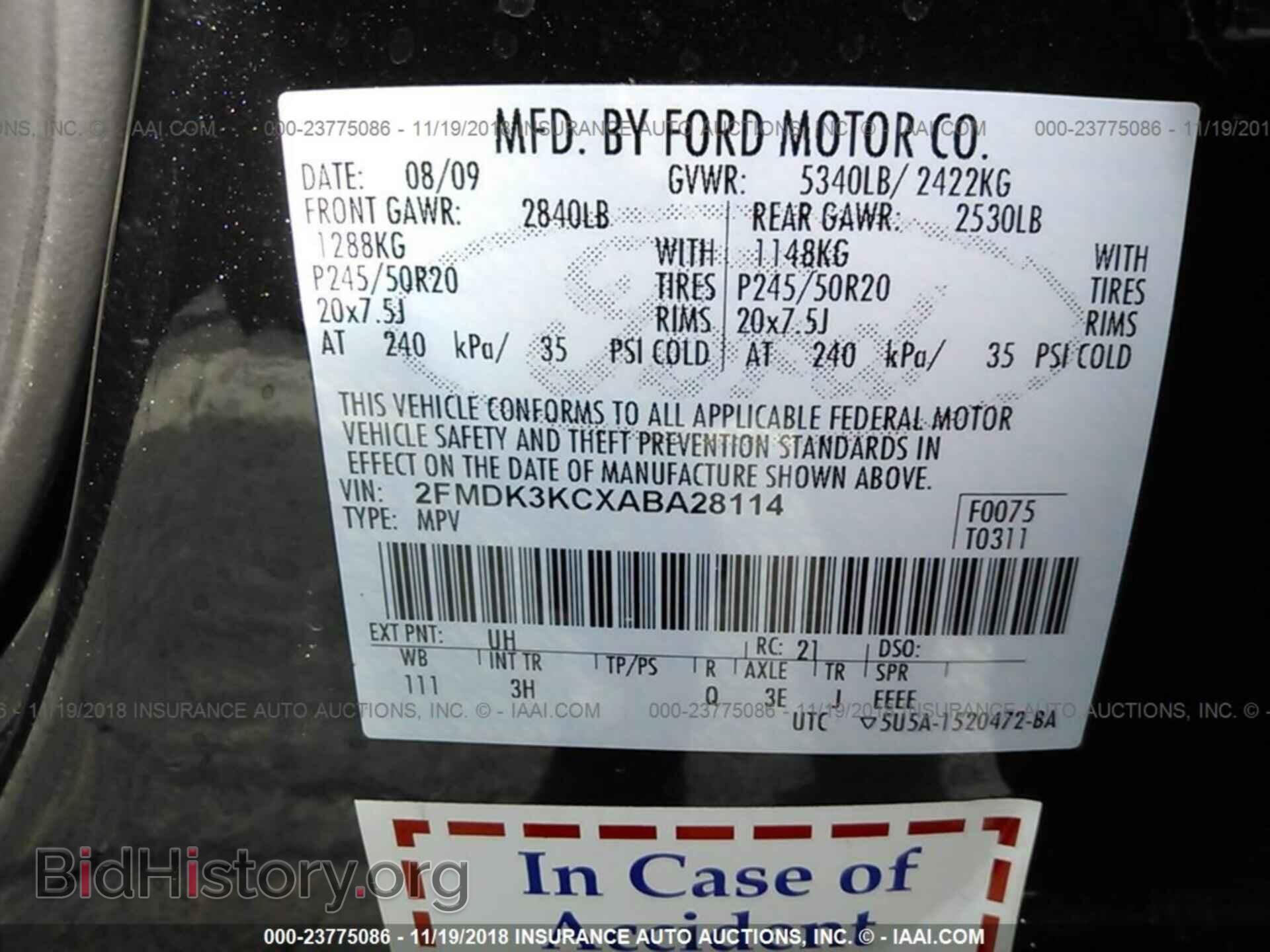 2010 FORD EDGE - VIN: 2FMDK3KCXABA28114 - Photo 9