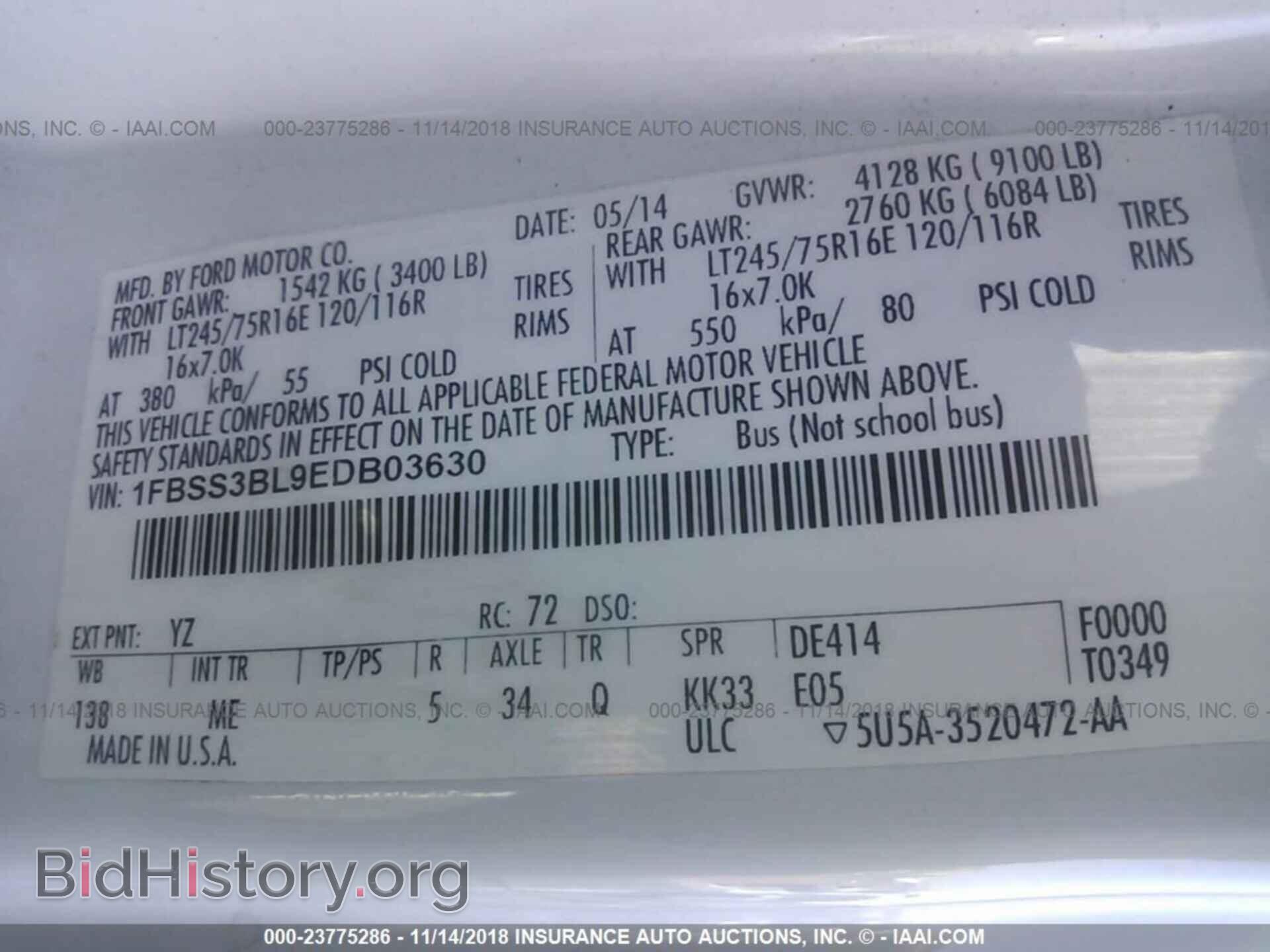 2014 FORD ECONOLINE - VIN: 1FBSS3BL9EDB03630 - Photo 9