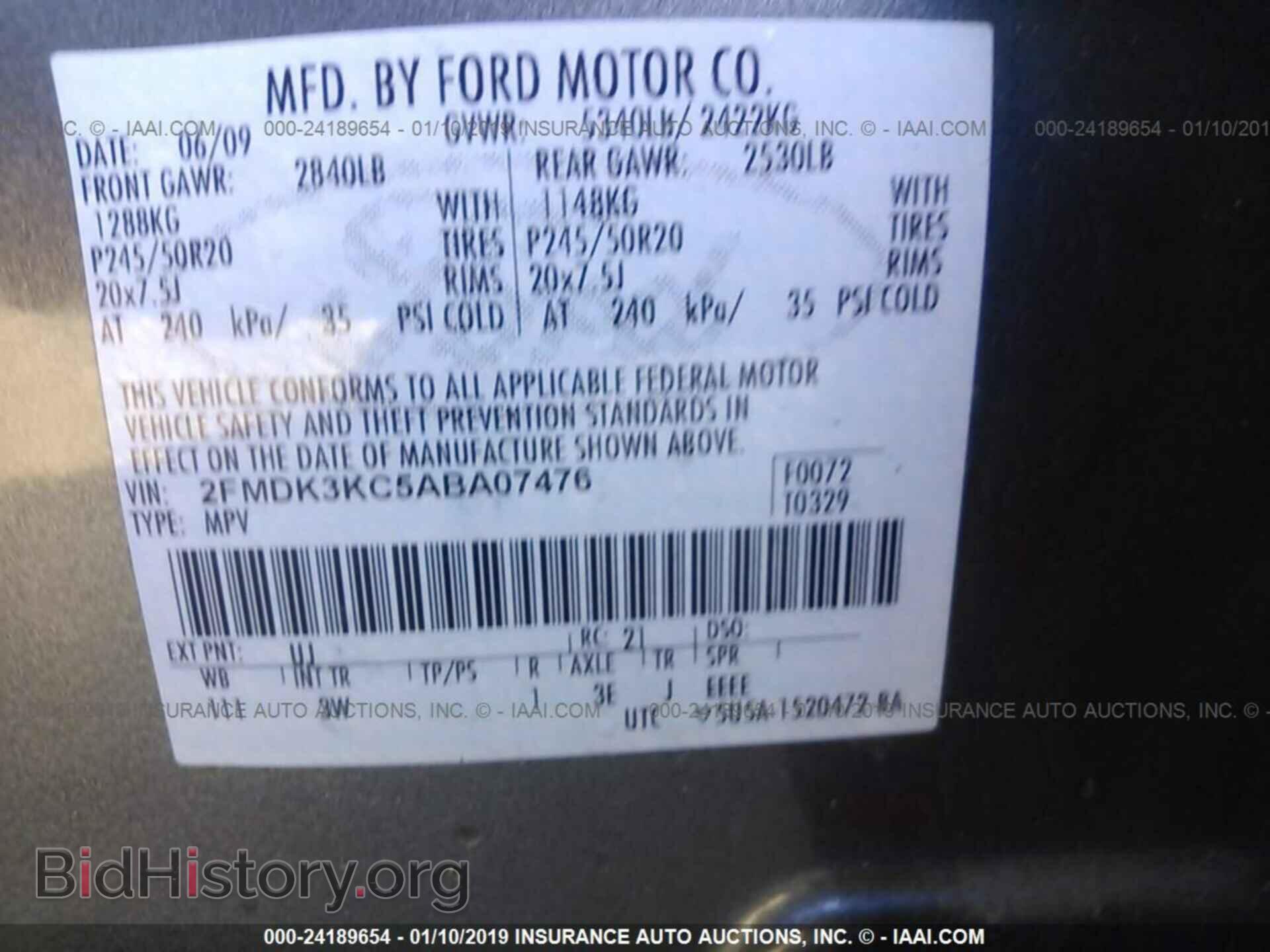 2010 FORD EDGE - VIN: 2FMDK3KC5ABA07476 - Photo 9