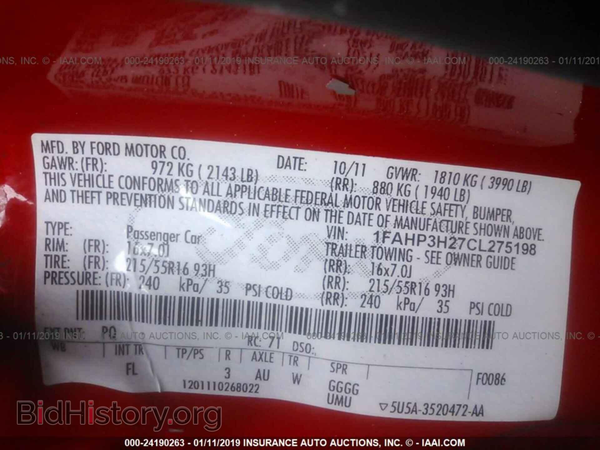 2012 FORD FOCUS - VIN: 1FAHP3H27CL275198 - Photo 9