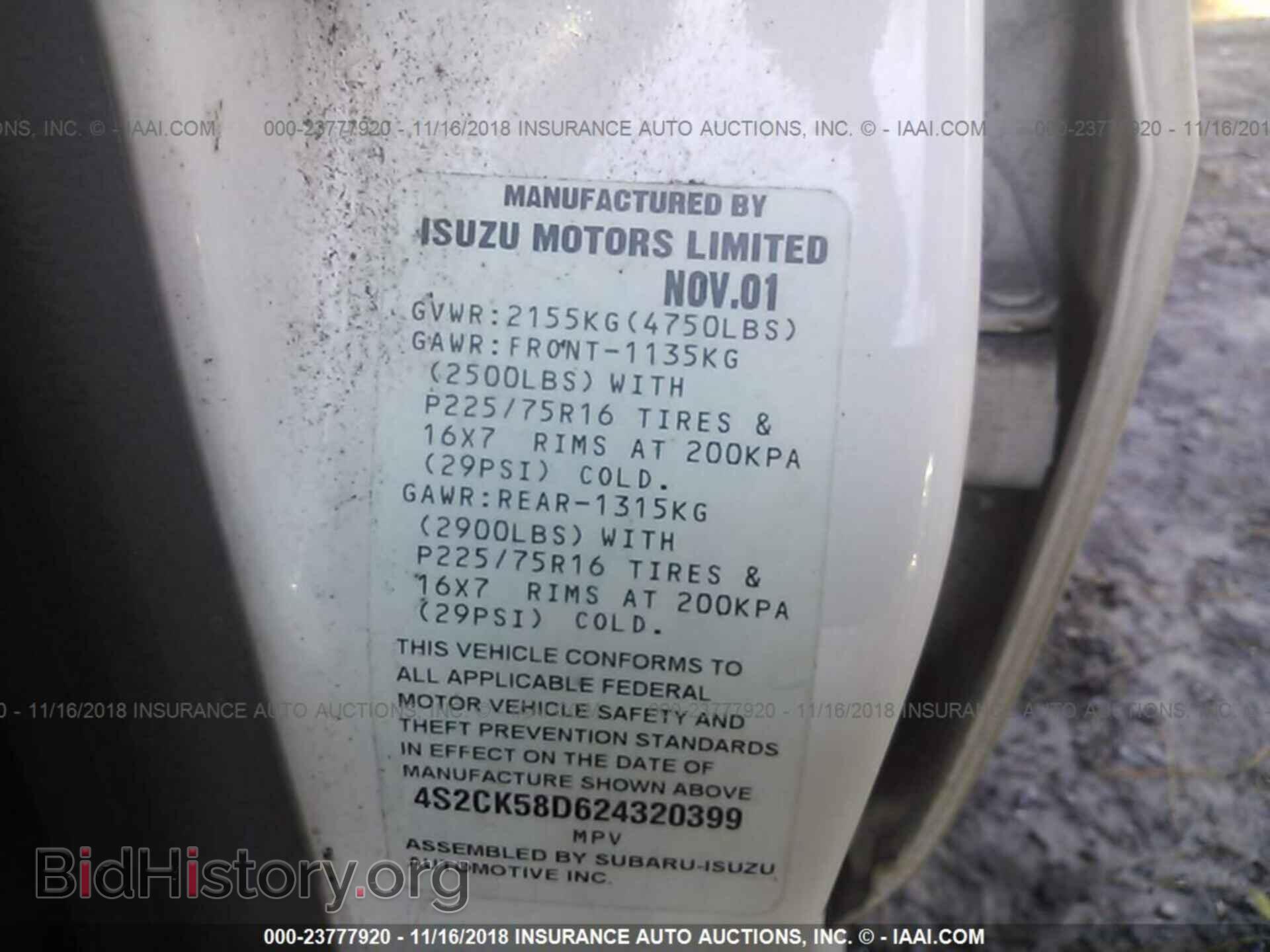2002 ISUZU RODEO - VIN: 4S2CK58D624320399 - Фото 9