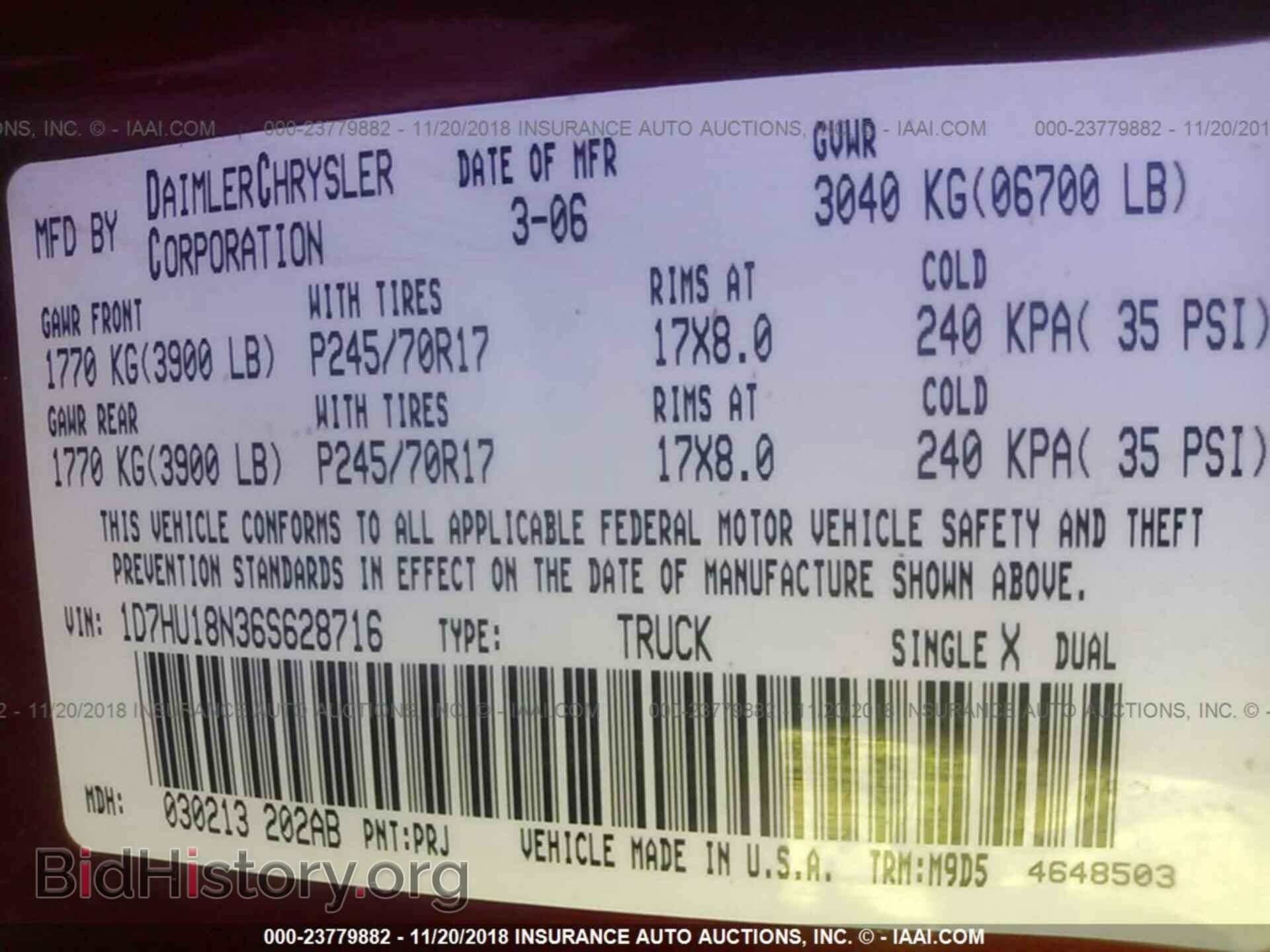 2006 DODGE RAM 1500 - VIN: 1D7HU18N36S628716 - Фото 9