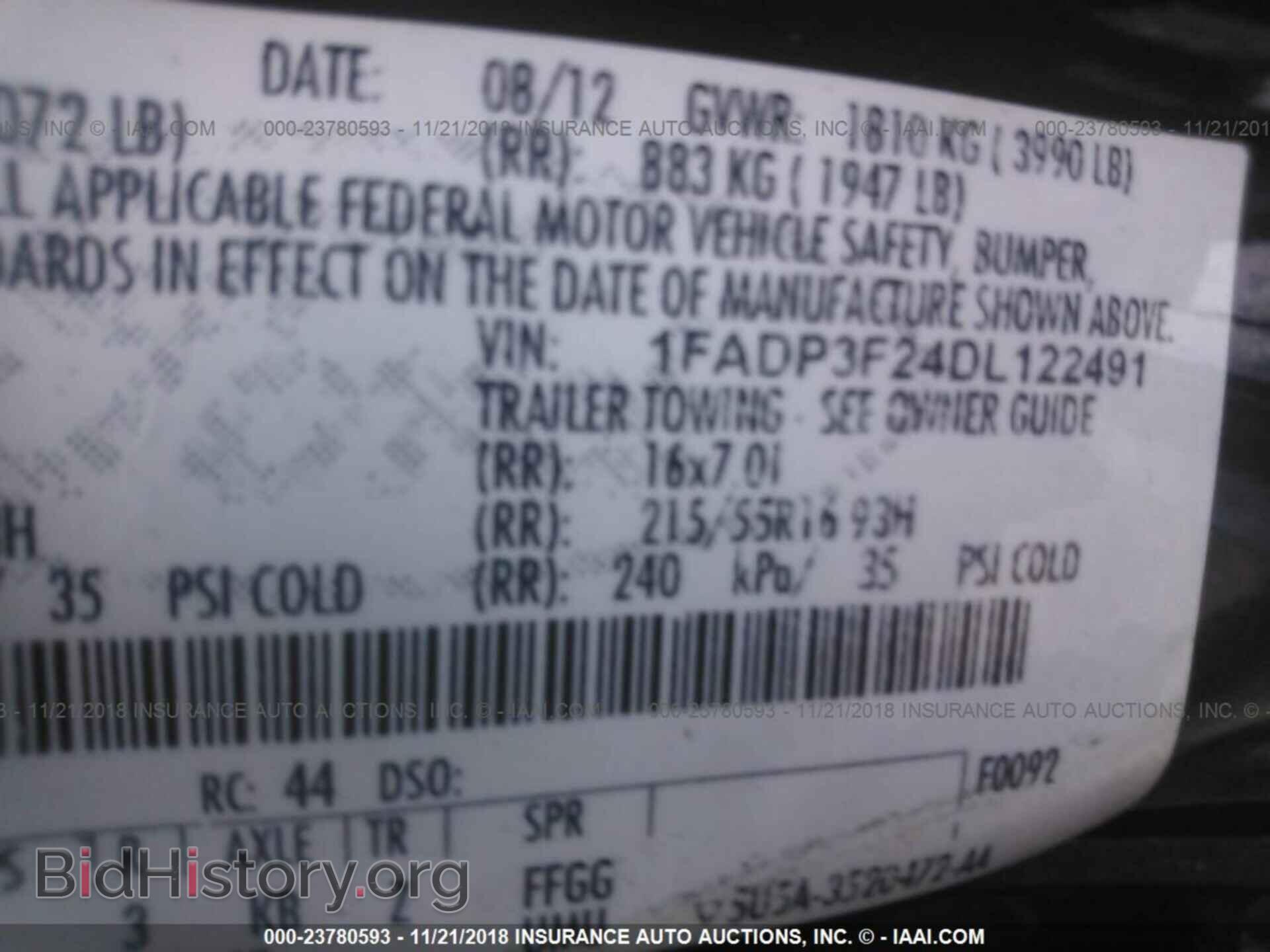 2013 FORD FOCUS - VIN: 1FADP3F24DL122491 - Фото 9