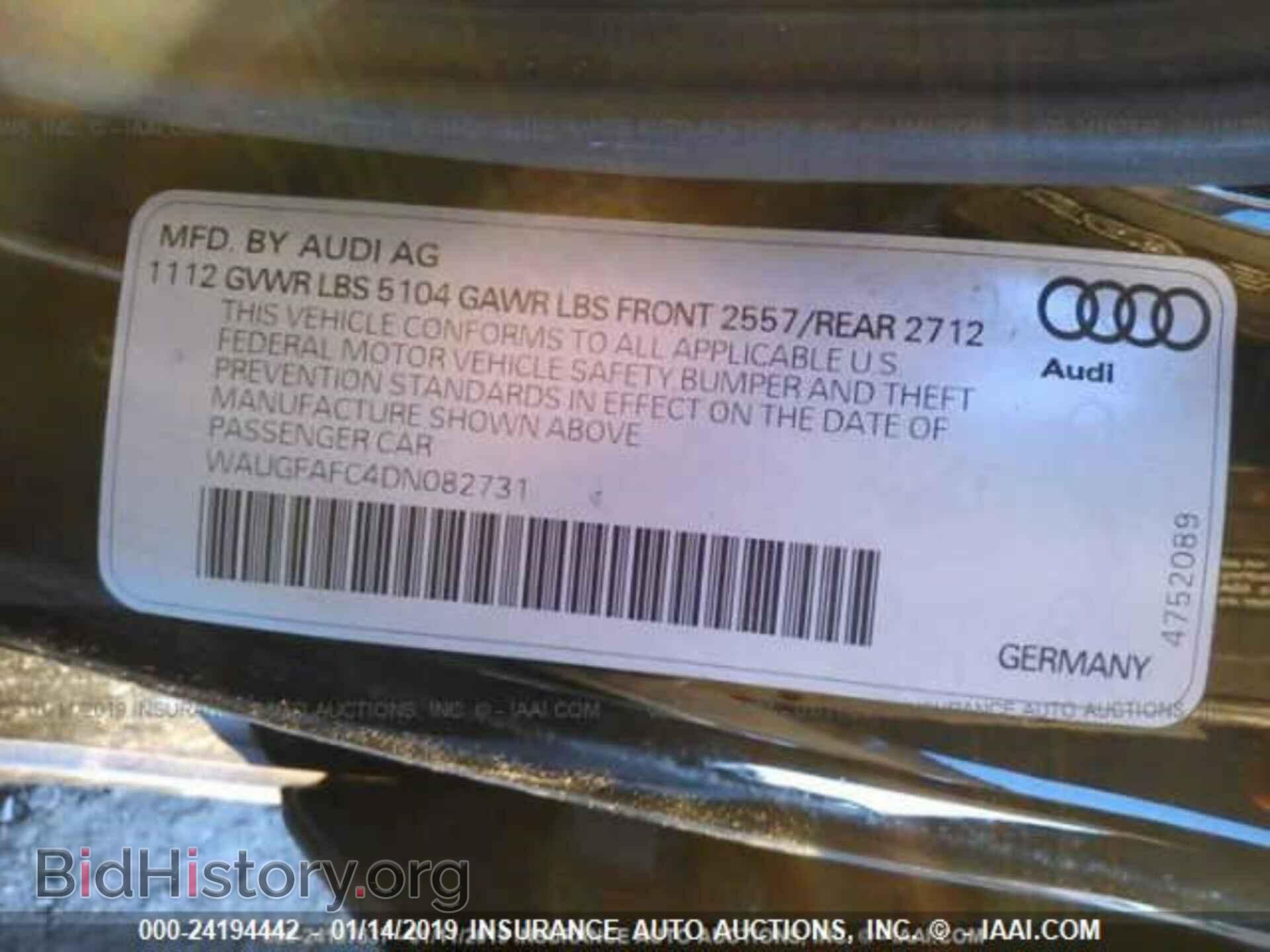 2013 AUDI A6 - VIN: WAUGFAFC4DN082731 - Фото 9