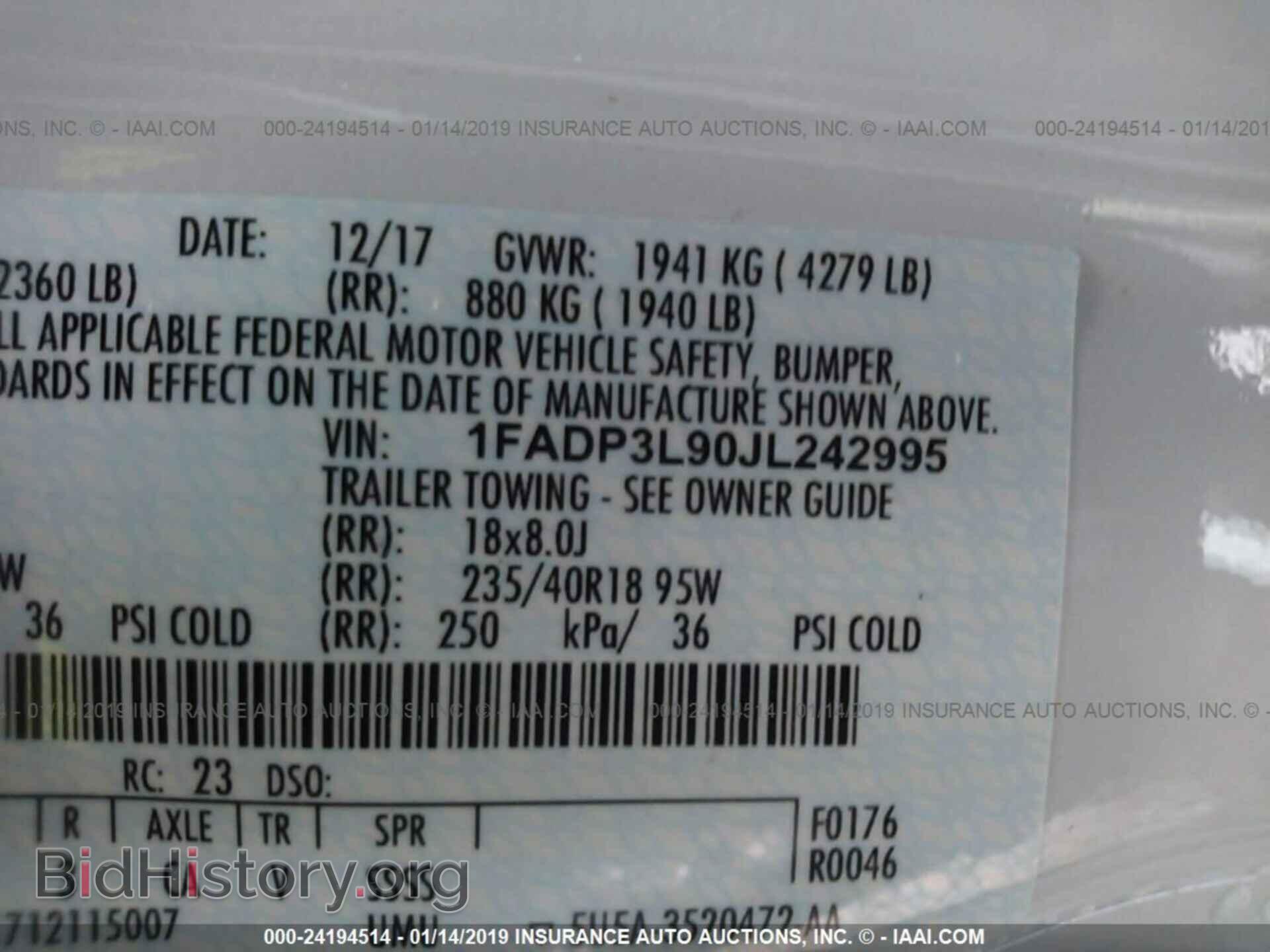 2018 FORD FOCUS - VIN: 1FADP3L90JL242995 - Photo 9