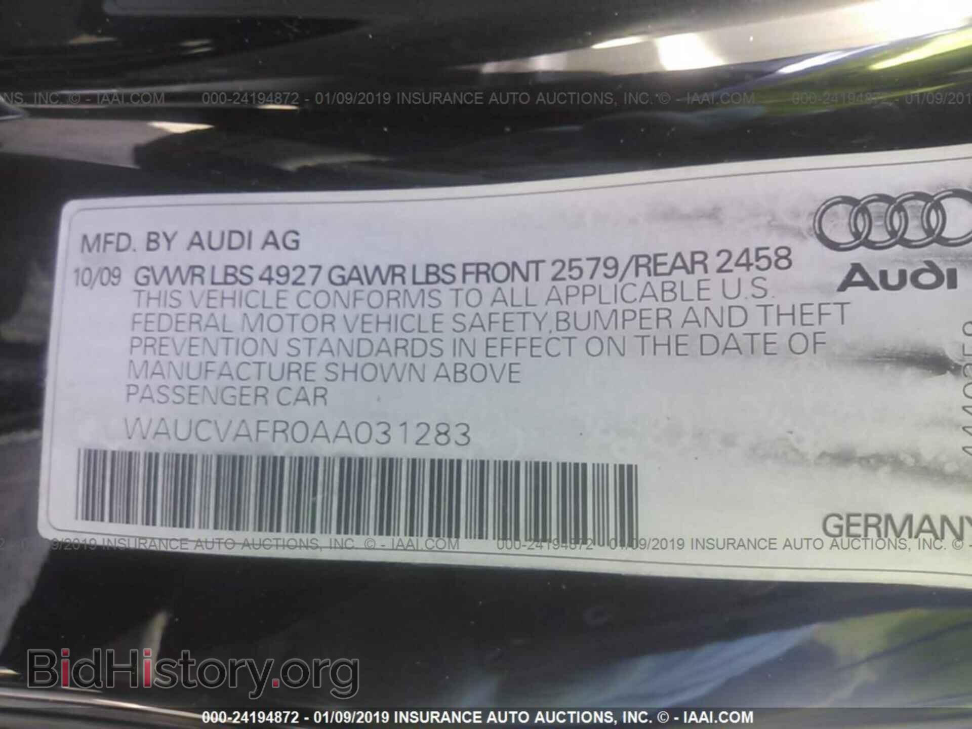 2010 AUDI S5 - VIN: WAUCVAFR0AA031283 - Photo 9
