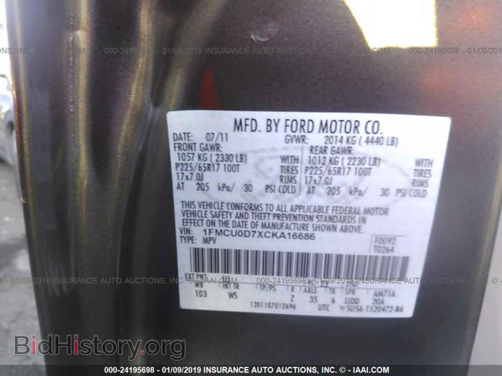 2012 FORD ESCAPE - VIN: 1FMCU0D7XCKA16686 - Photo 9