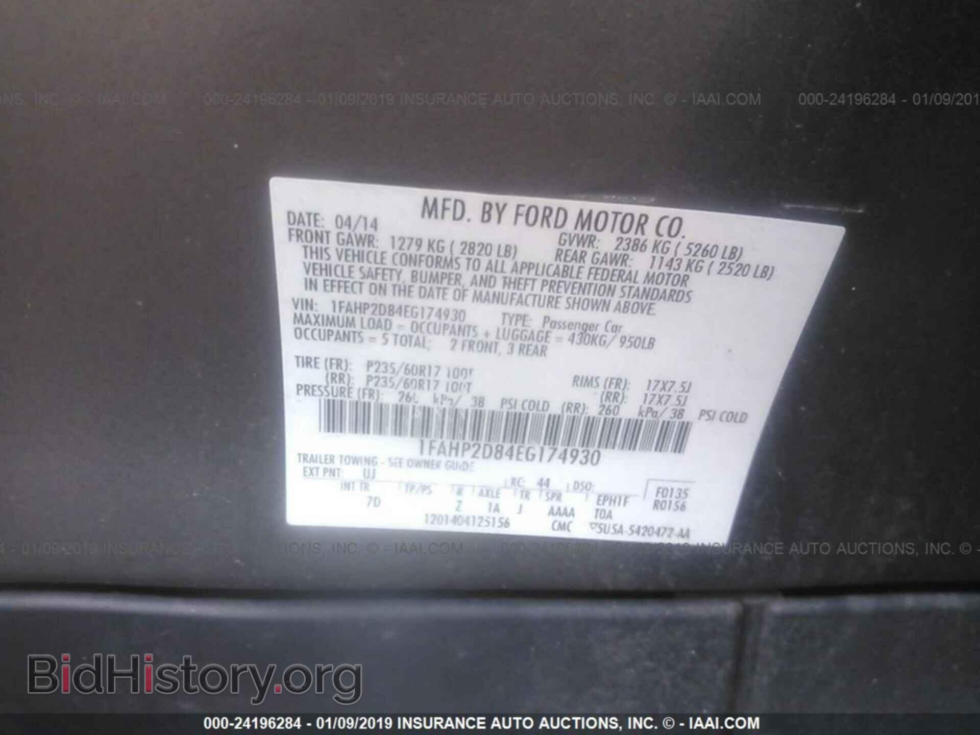 2014 FORD TAURUS - VIN: 1FAHP2D84EG174930 - Фото 9