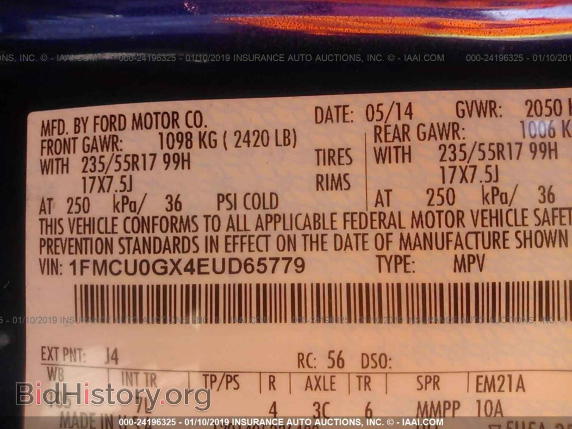 2014 FORD ESCAPE - VIN: 1FMCU0GX4EUD65779 - Photo 9