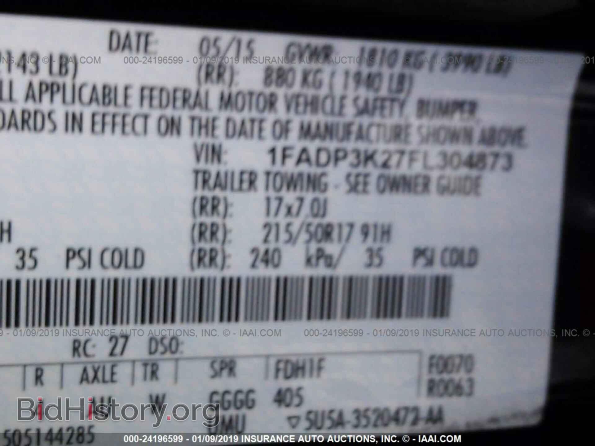 2015 FORD FOCUS - VIN: 1FADP3K27FL304873 - Фото 9
